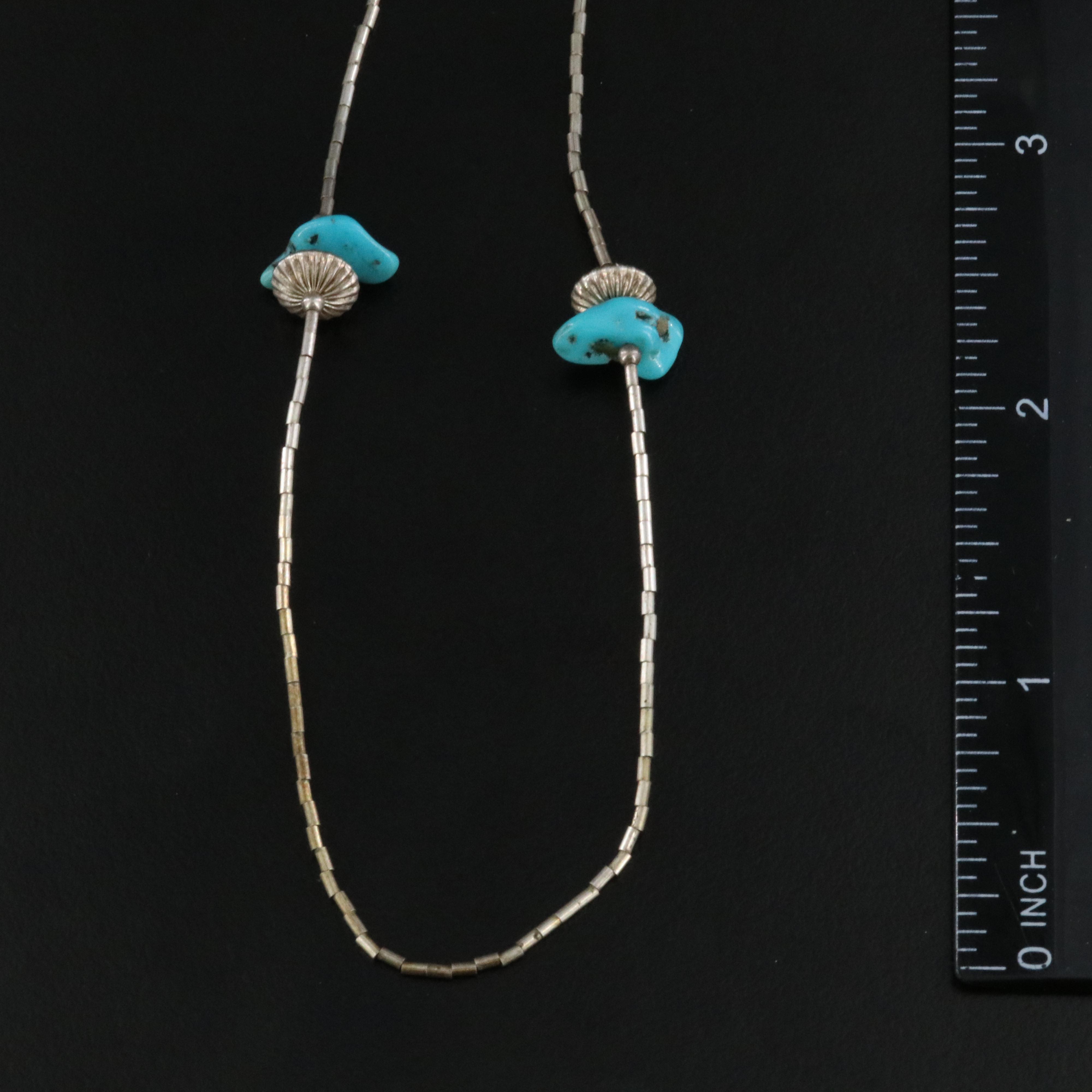 Western Sterling Turquoise Station Necklace