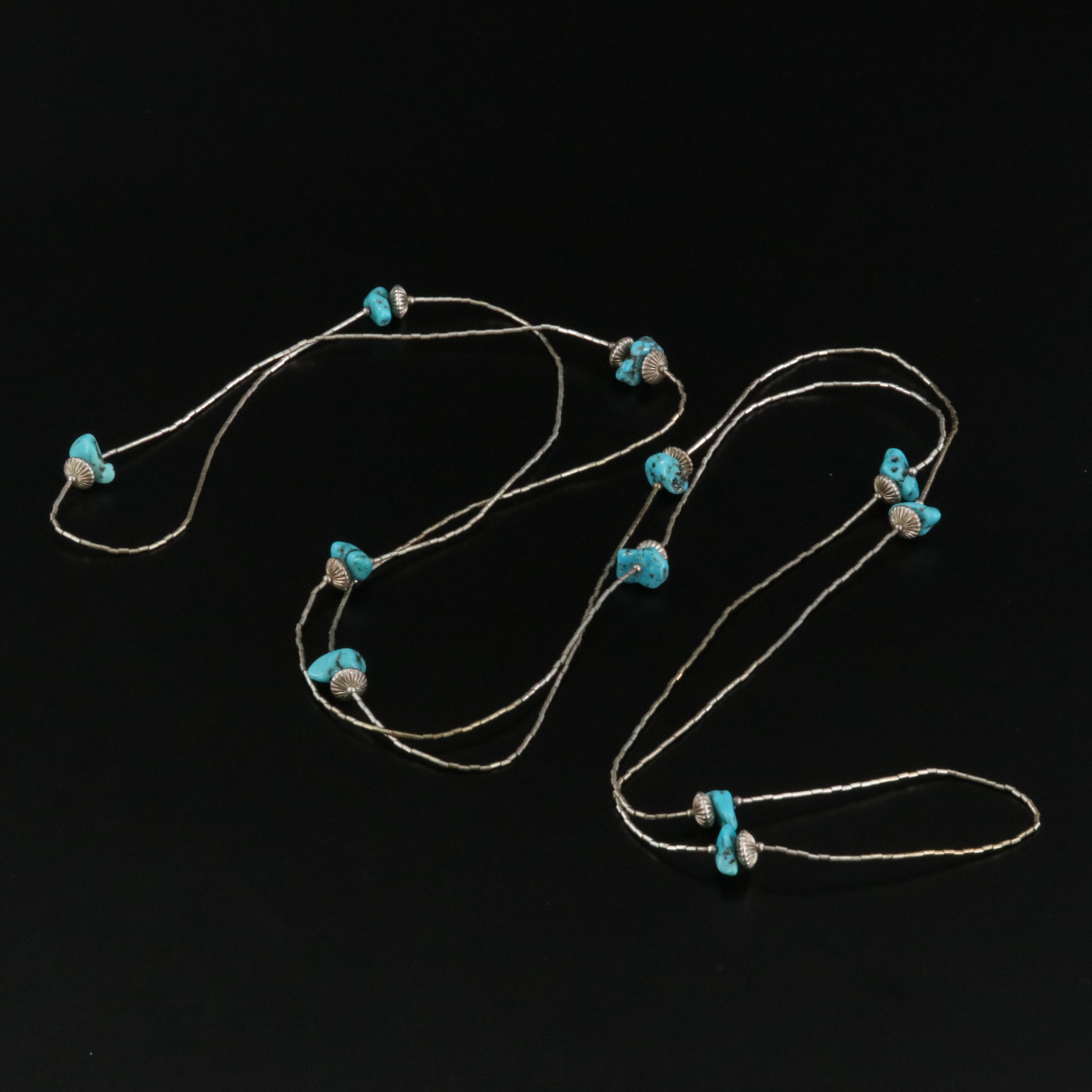 Western Sterling Turquoise Station Necklace