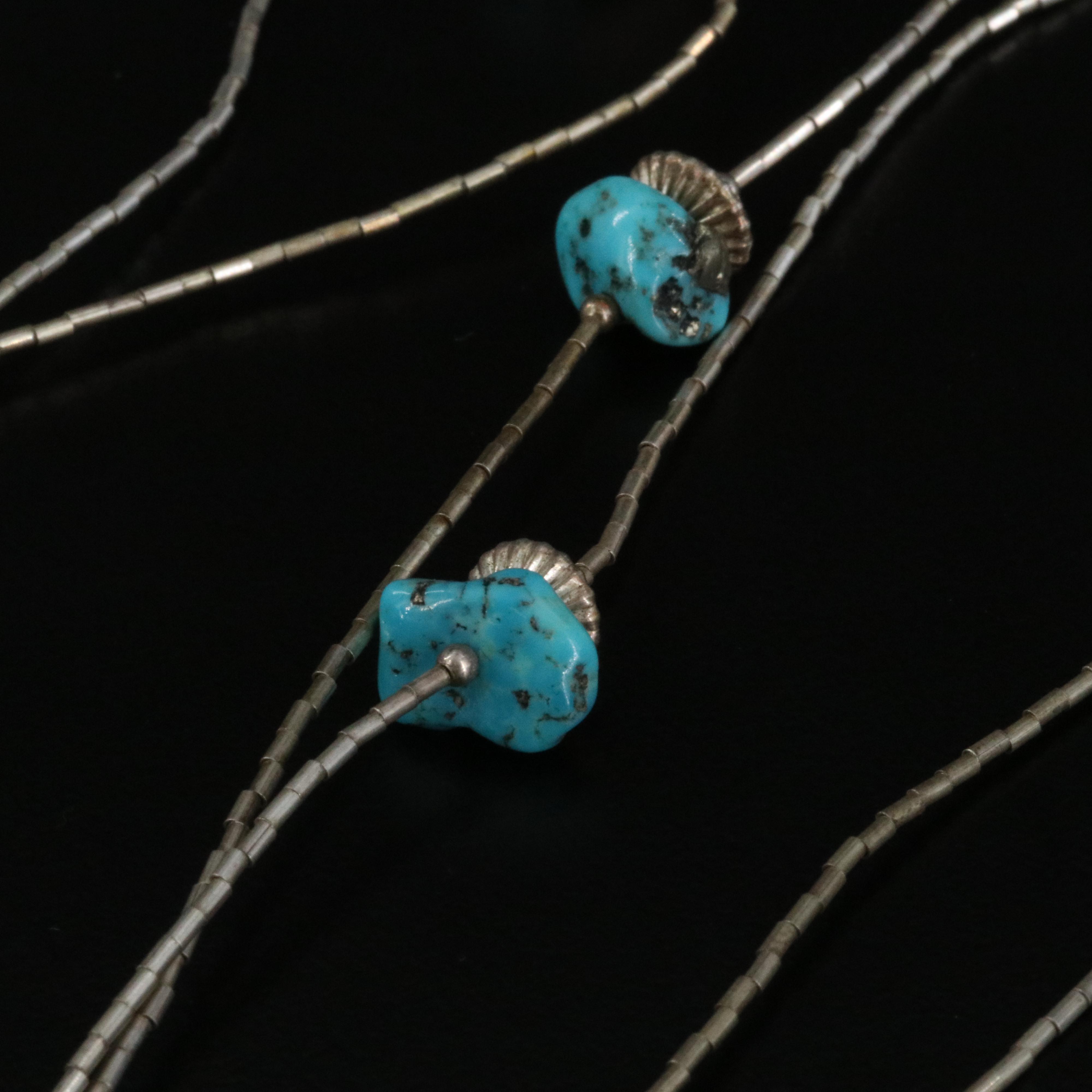 Western Sterling Turquoise Station Necklace