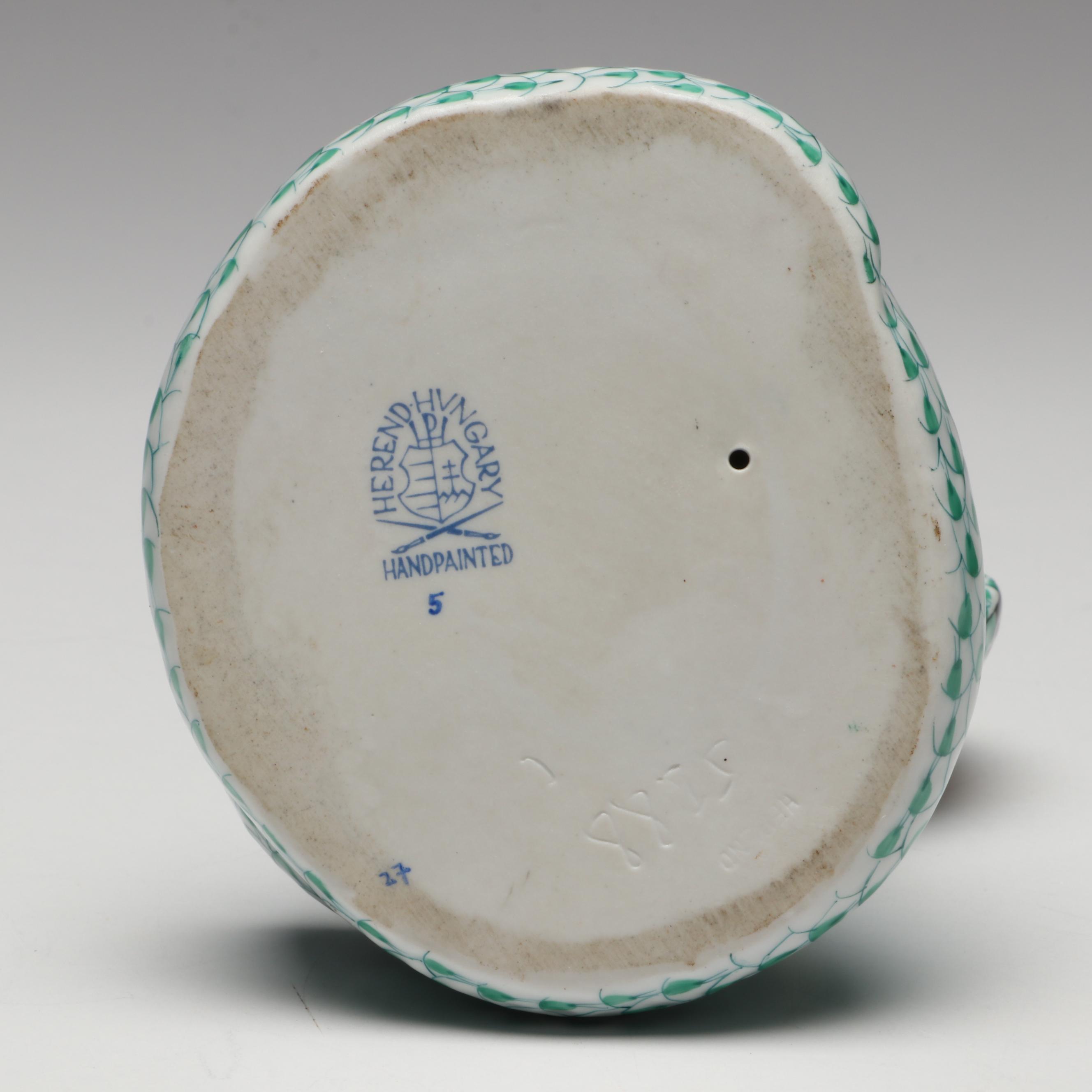 Herend Green Fishnet with Gold "Cobra" Porcelain Figurine