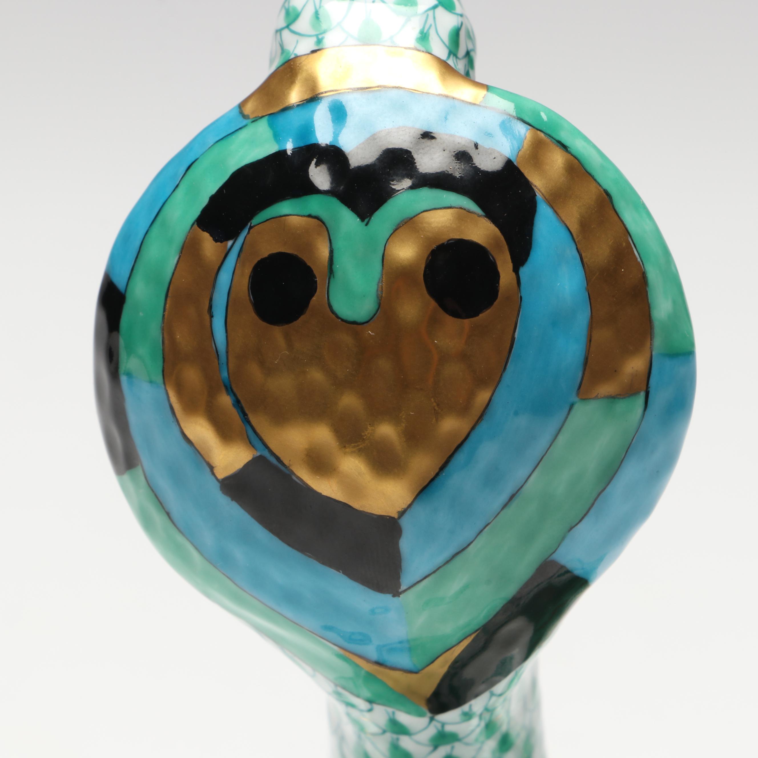 Herend Green Fishnet with Gold "Cobra" Porcelain Figurine