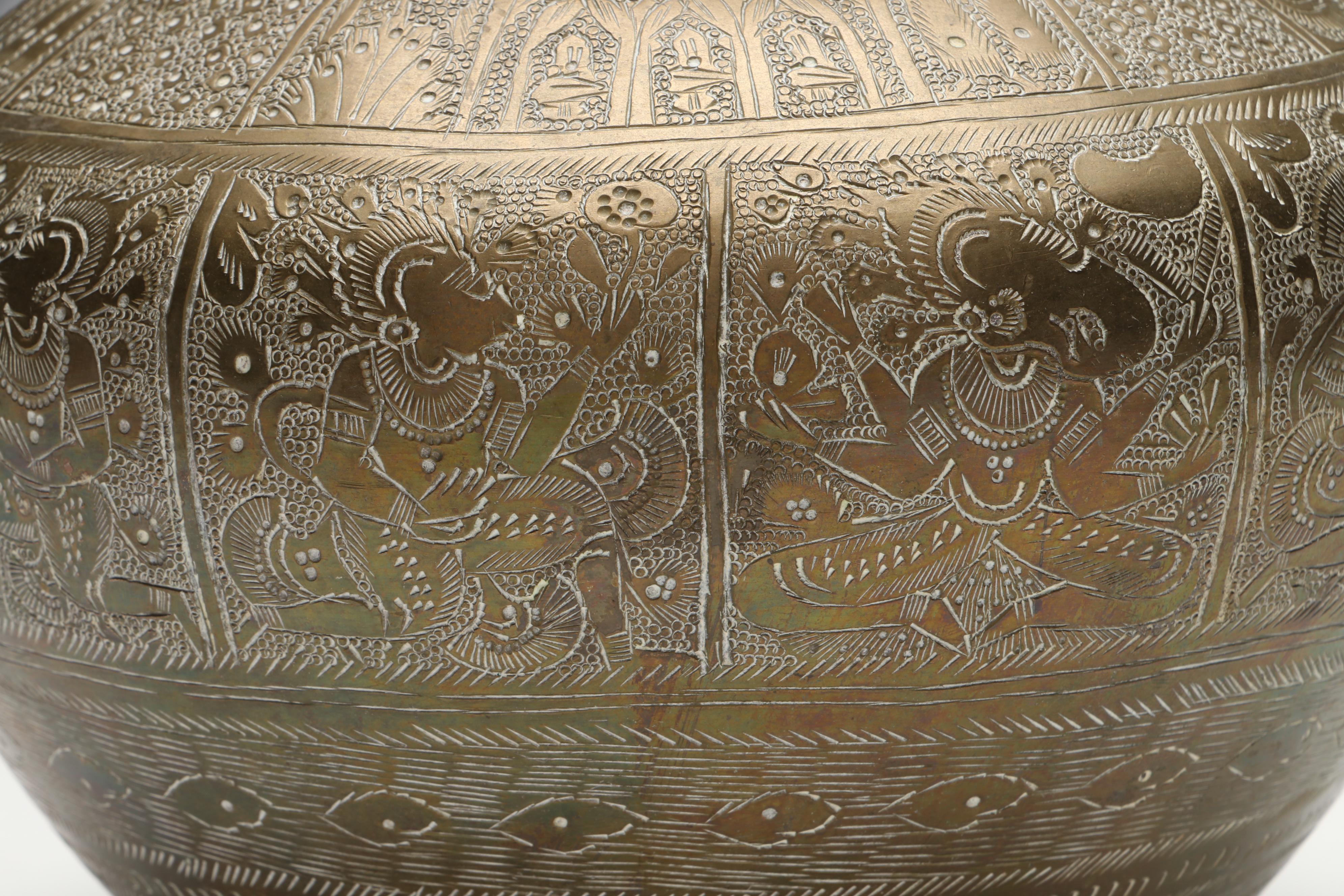 Etched Indian Brass Vase