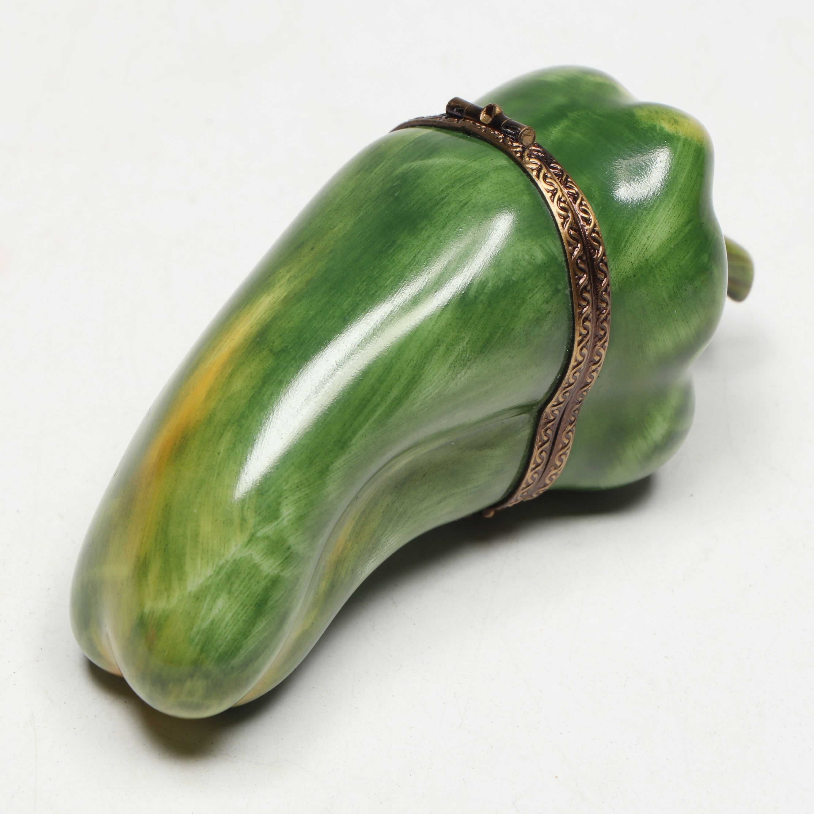 Parry Vieille Hand-Painted Porcelain Green Pepper Limoges Box