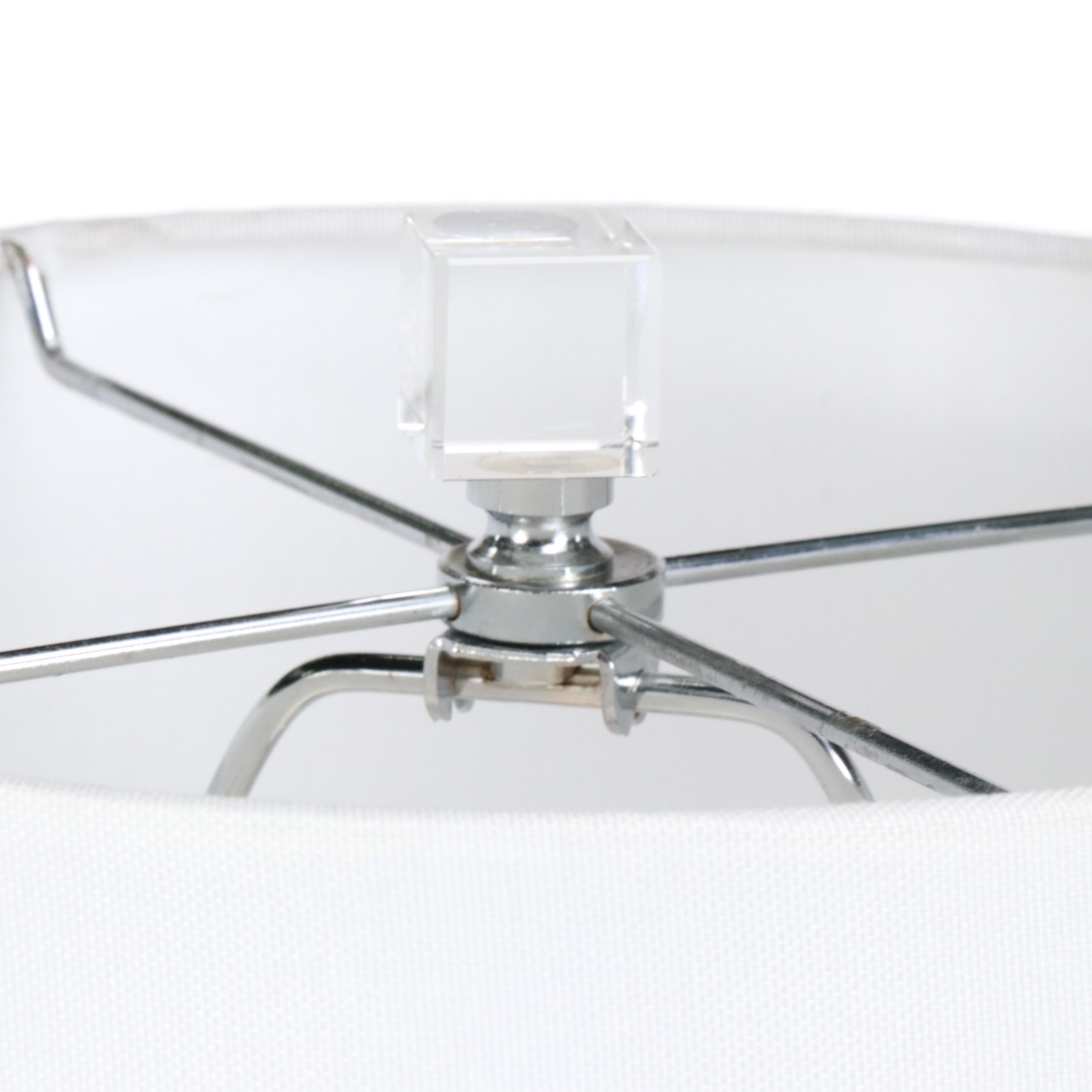 Contemporary Crystal Table Lamps with Cylindrical Shades