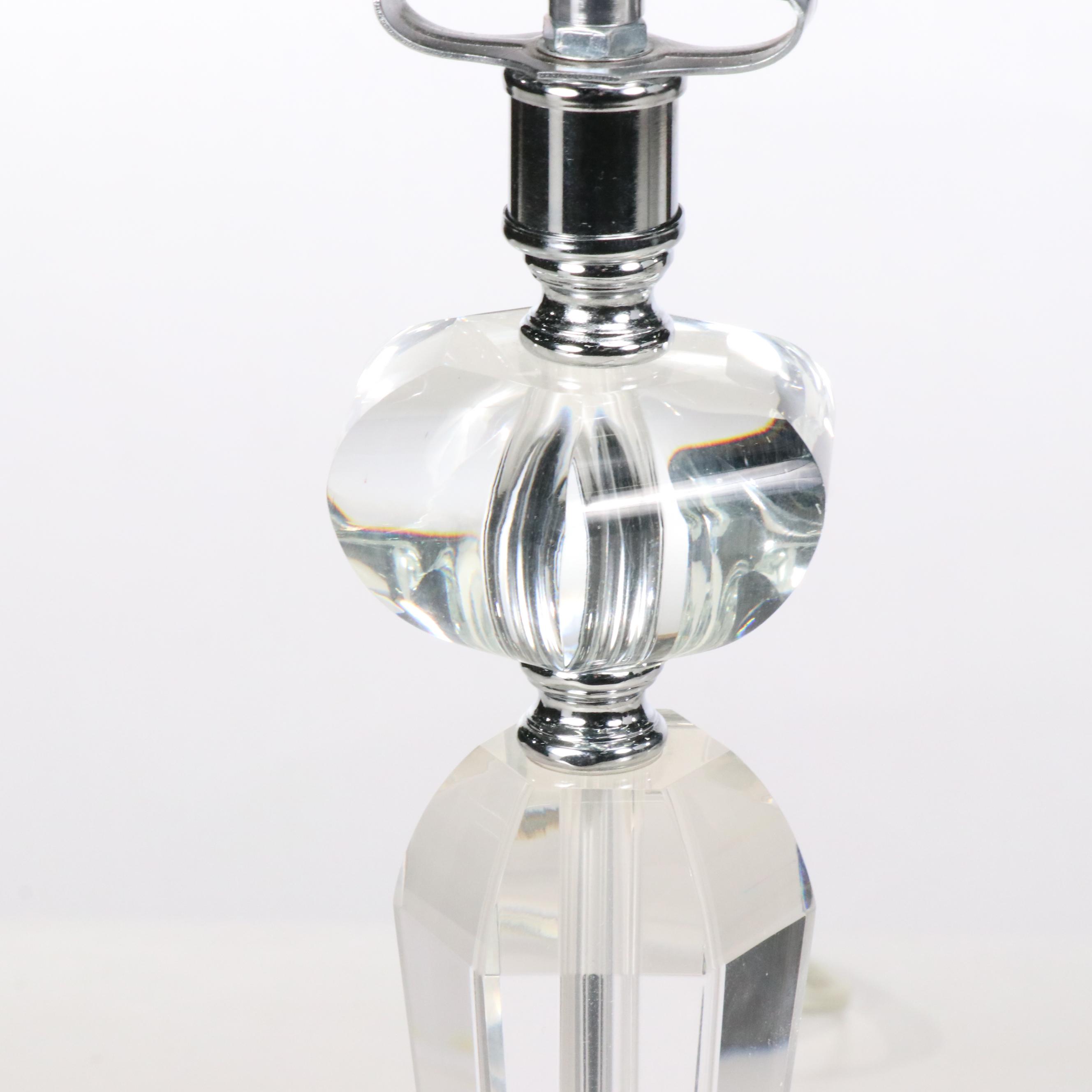 Contemporary Crystal Table Lamps with Cylindrical Shades