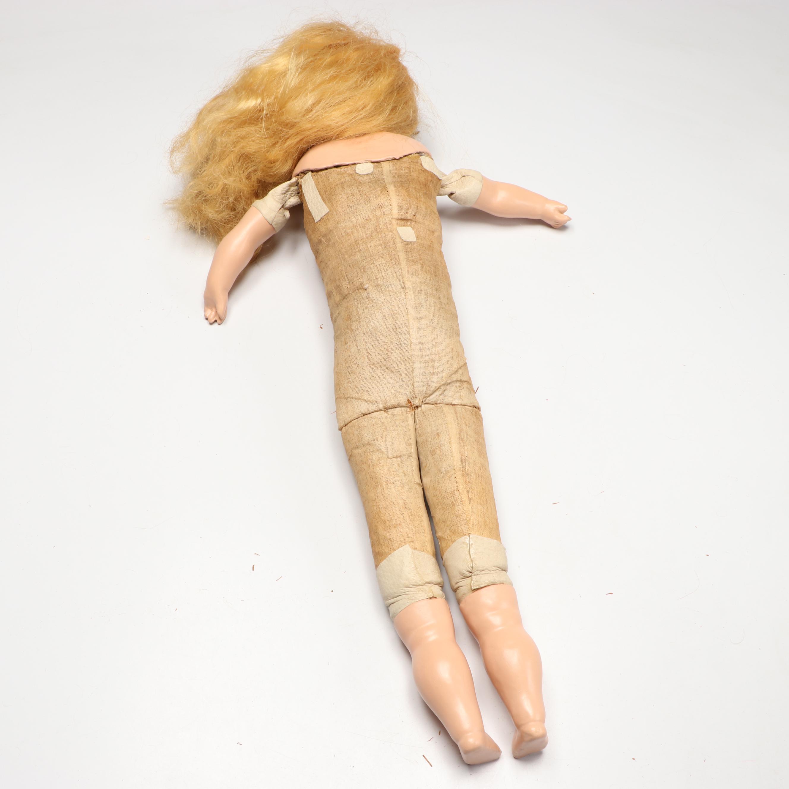 Papier-Mâché Pumpkin Head with Sawdust Body, Late 19th/ Early 20th Century