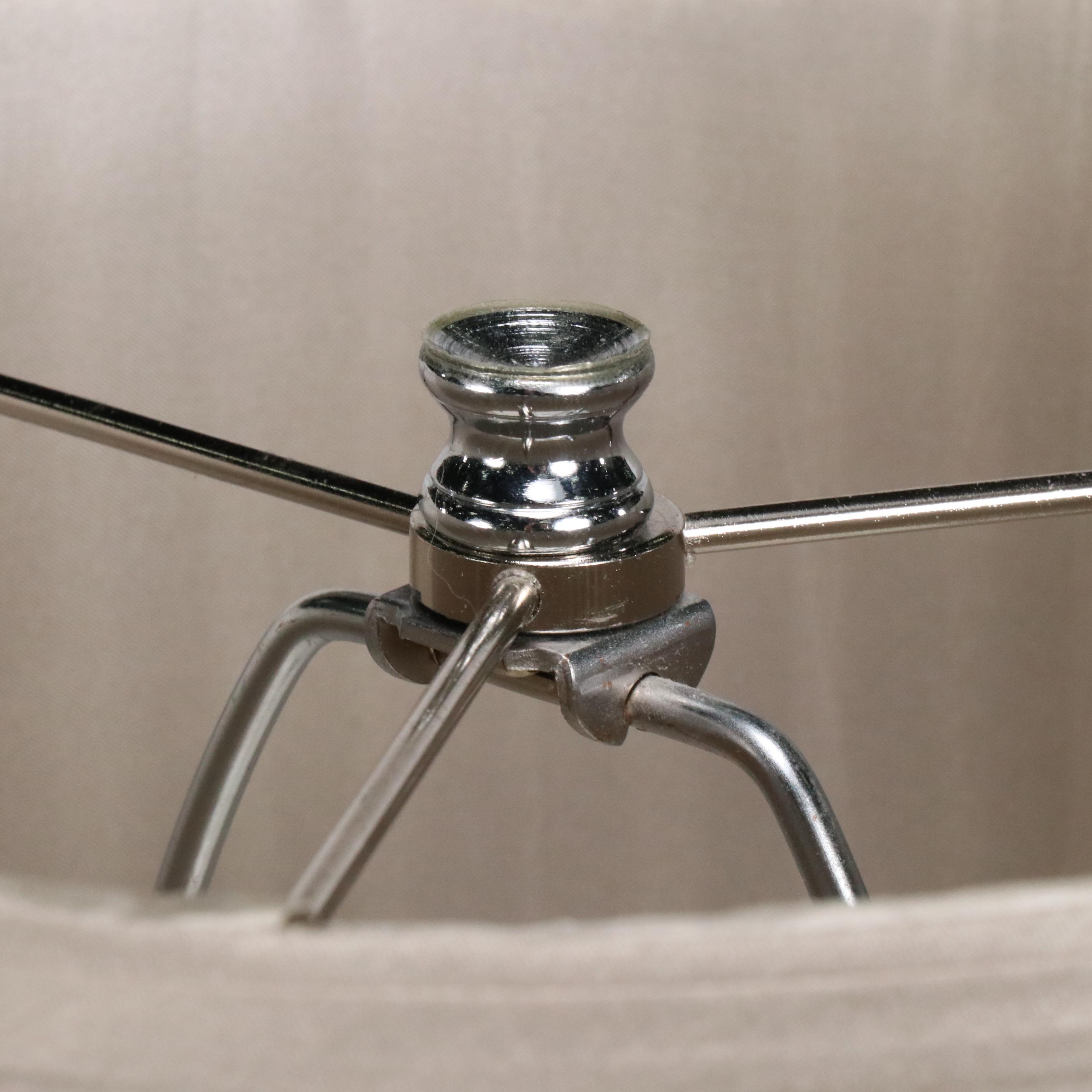 Contemporary Crystal Table Lamps with Pleated Silk Shades