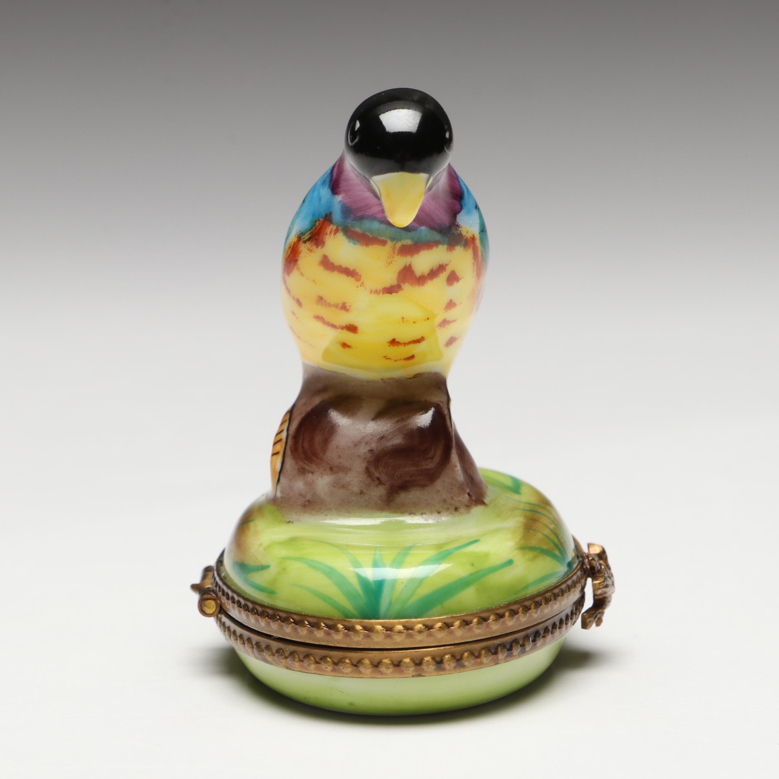 French Hand-Painted Tropical Parrot Limoges Box