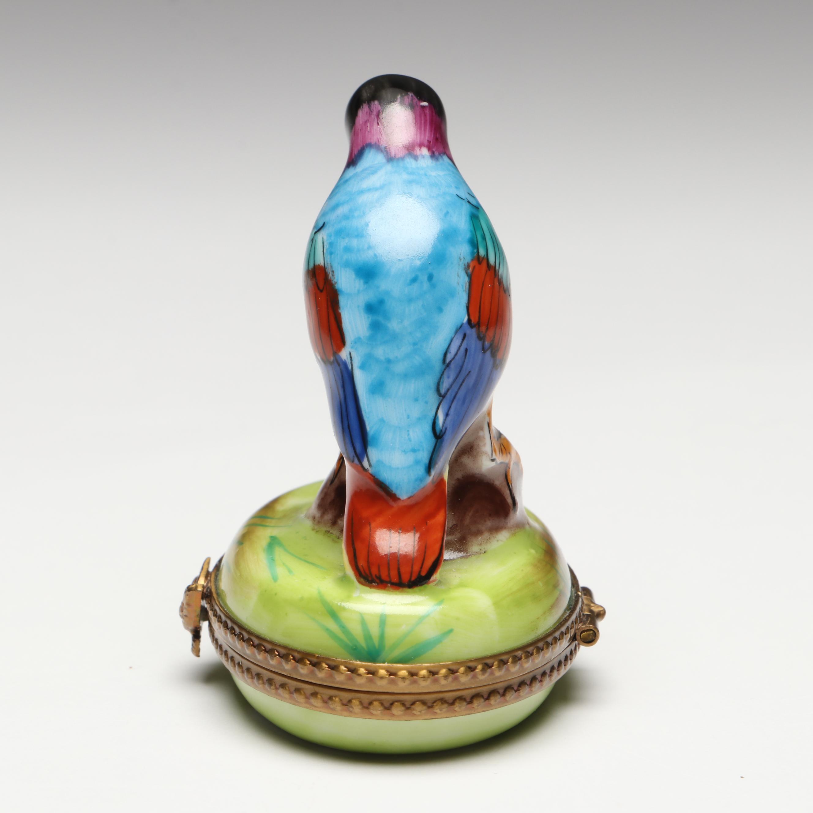 French Hand-Painted Tropical Parrot Limoges Box