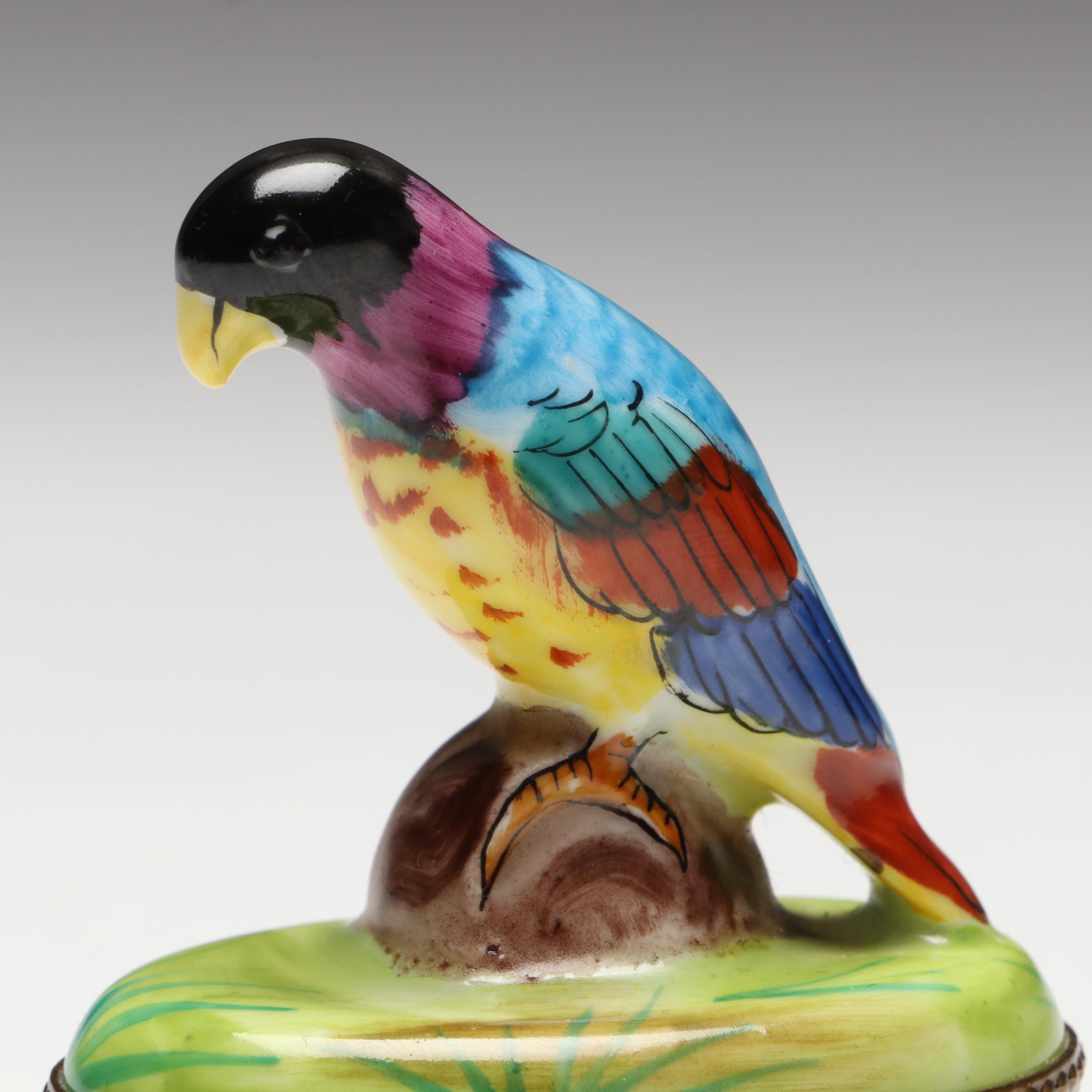 French Hand-Painted Tropical Parrot Limoges Box