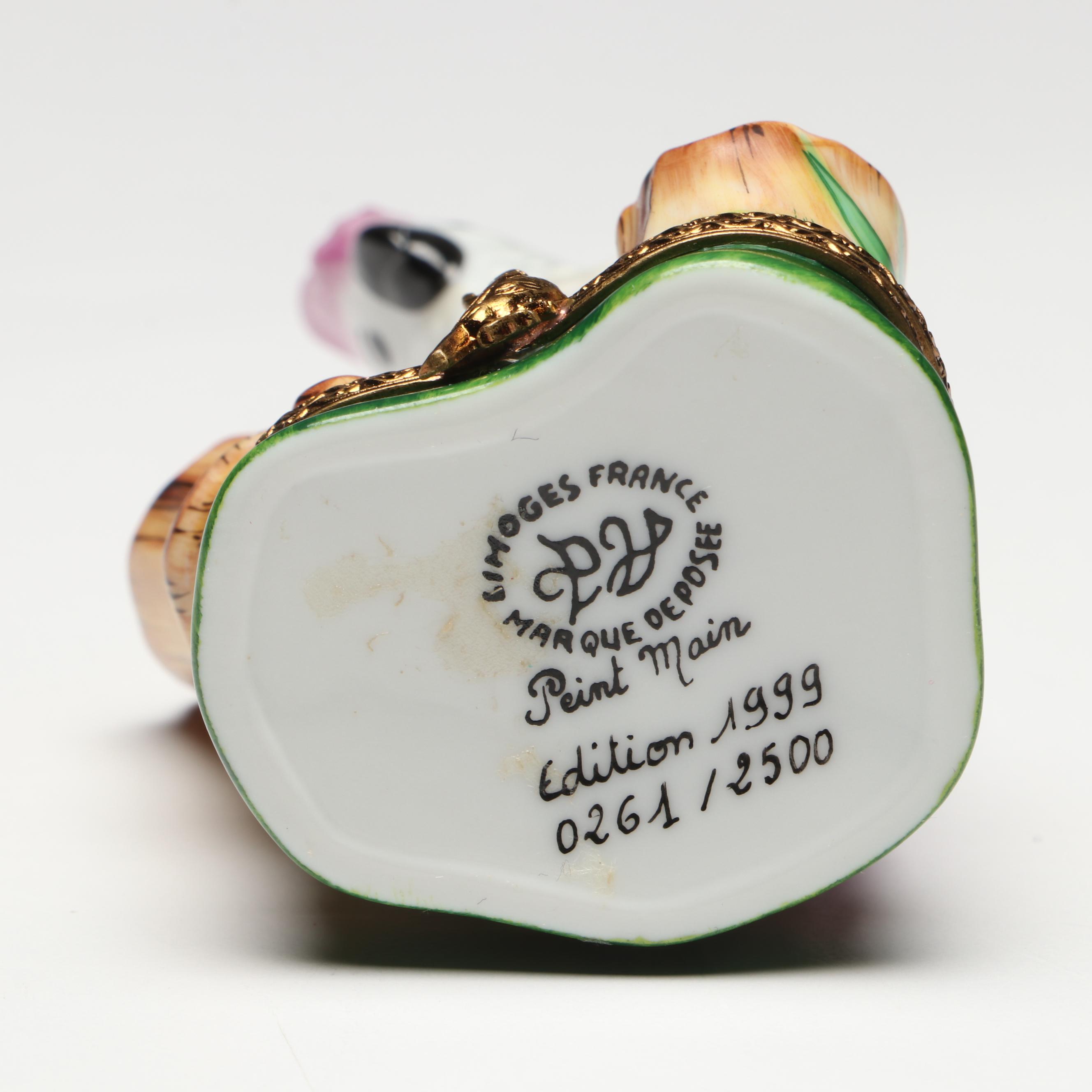 Parry Vieille French Limoges Pink Cockatoo Porcelain Box