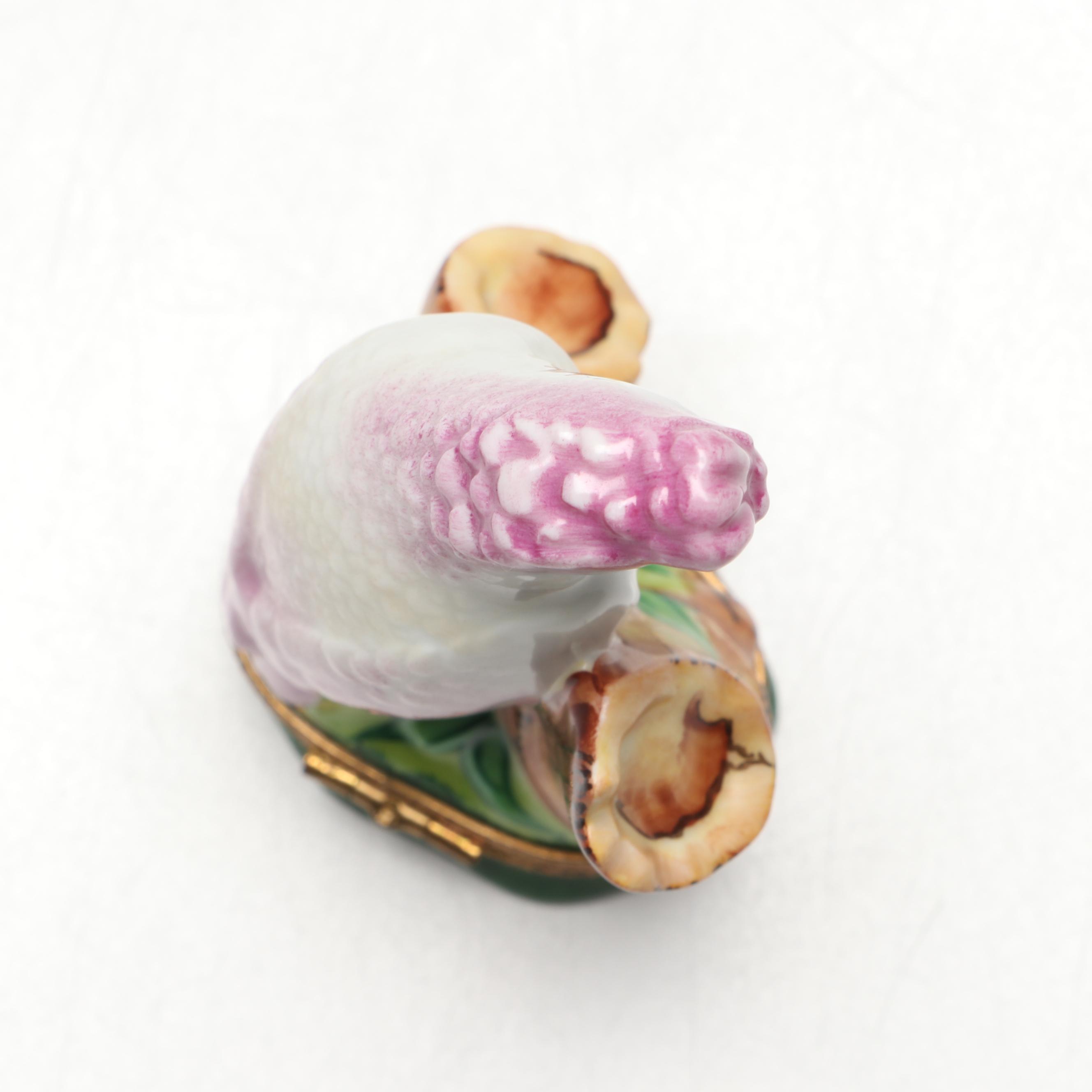 Parry Vieille French Limoges Pink Cockatoo Porcelain Box