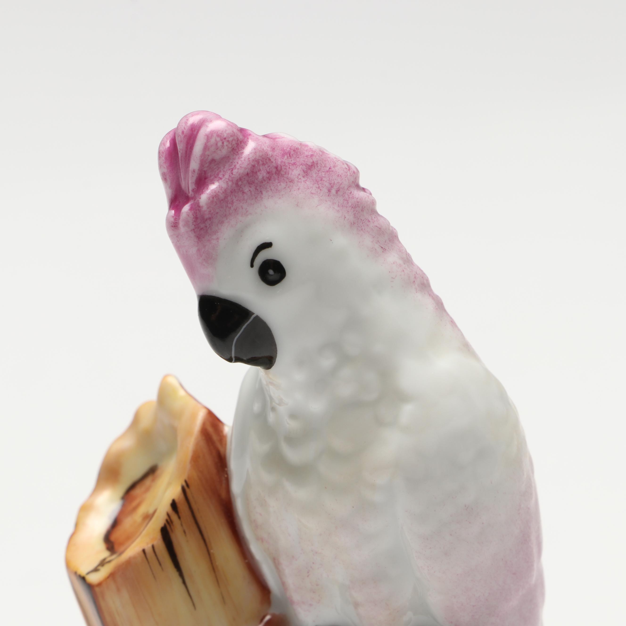 Parry Vieille French Limoges Pink Cockatoo Porcelain Box