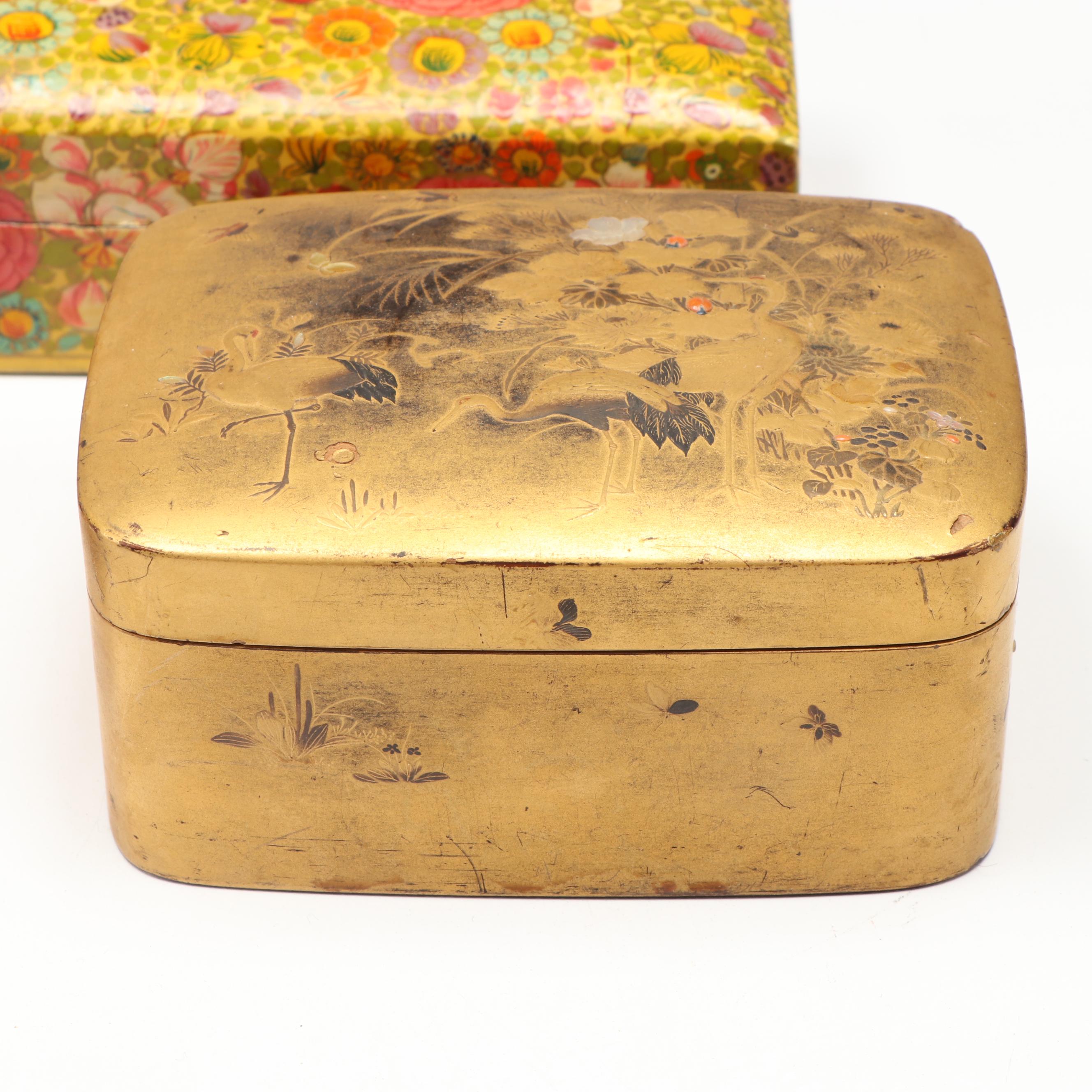 Japanese Urushi Lacquerware Rice Bowl, Lid & Saucer, with Cups, More