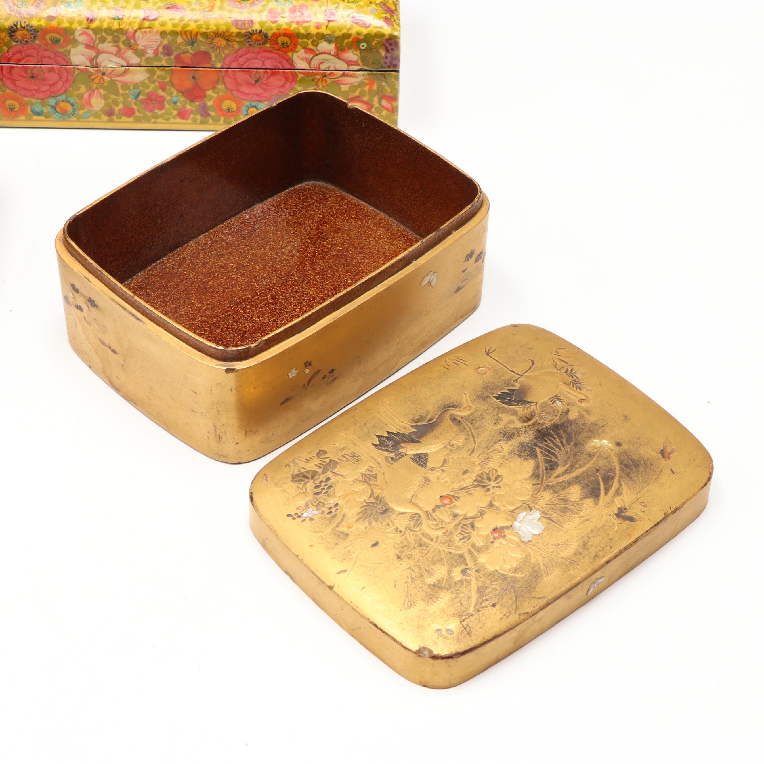 Japanese Urushi Lacquerware Rice Bowl, Lid & Saucer, with Cups, More