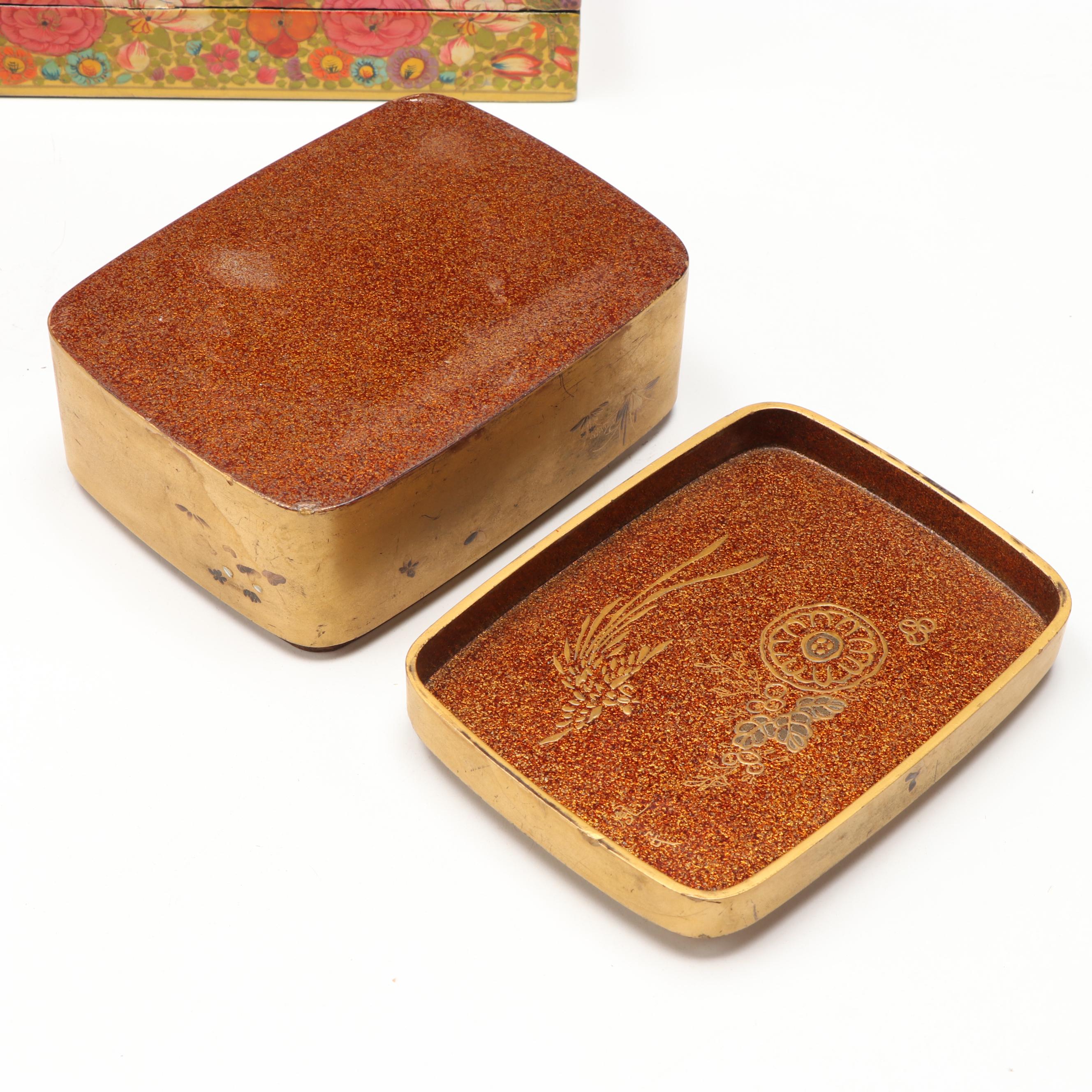 Japanese Urushi Lacquerware Rice Bowl, Lid & Saucer, with Cups, More