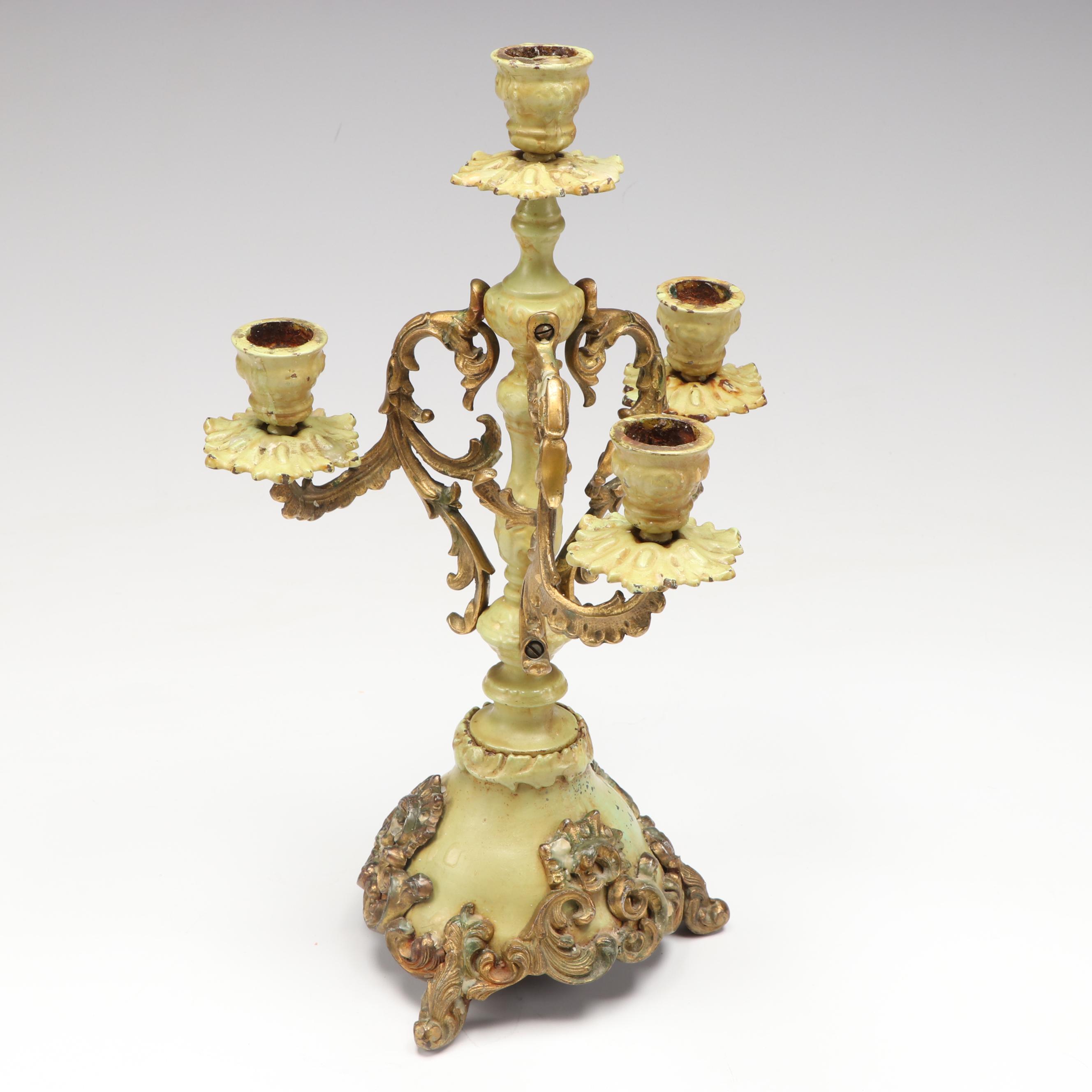 Provencal Style Cast Iron Candelabrum with Puss in Boots Sculpture, Other Décor