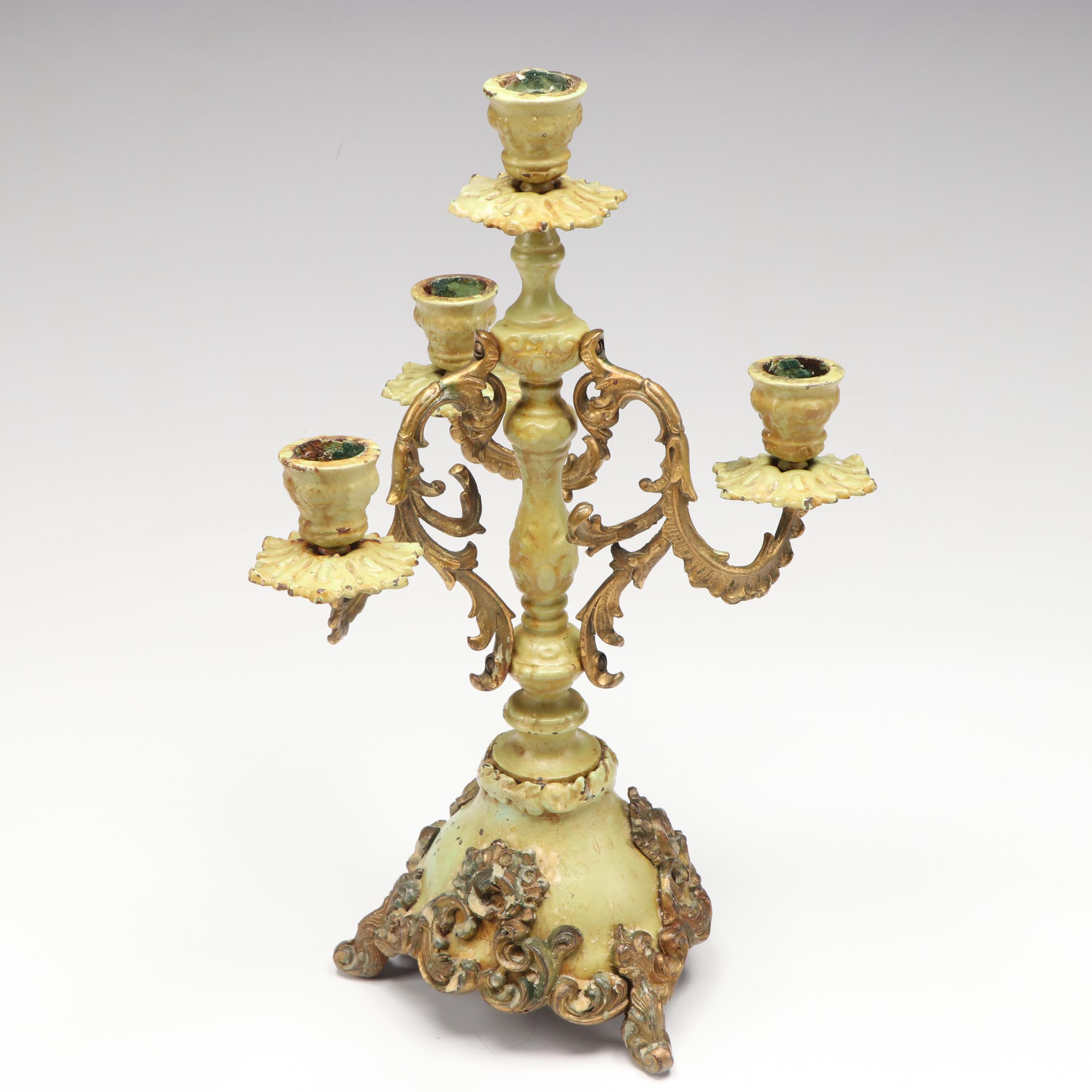 Provencal Style Cast Iron Candelabrum with Puss in Boots Sculpture, Other Décor