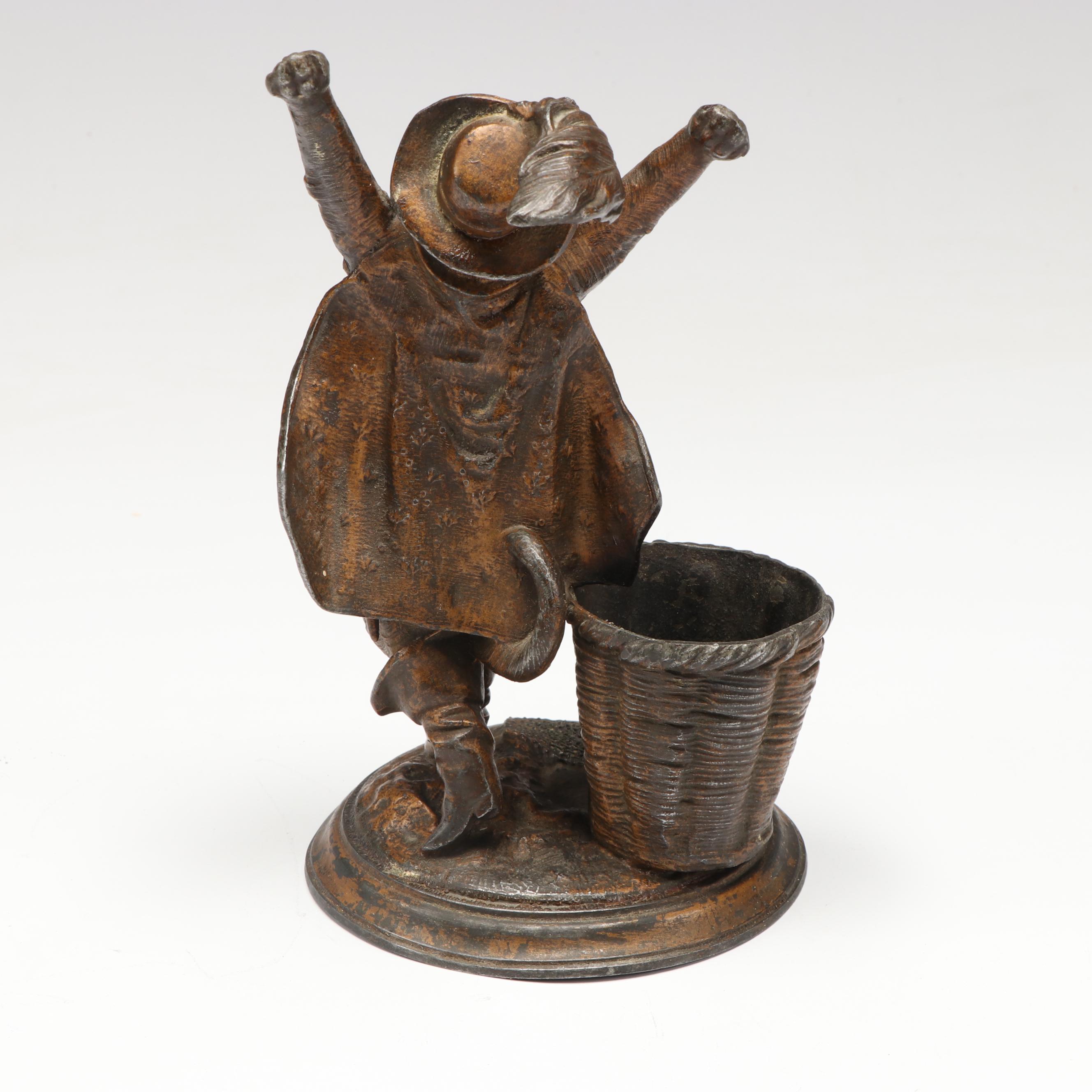 Provencal Style Cast Iron Candelabrum with Puss in Boots Sculpture, Other Décor