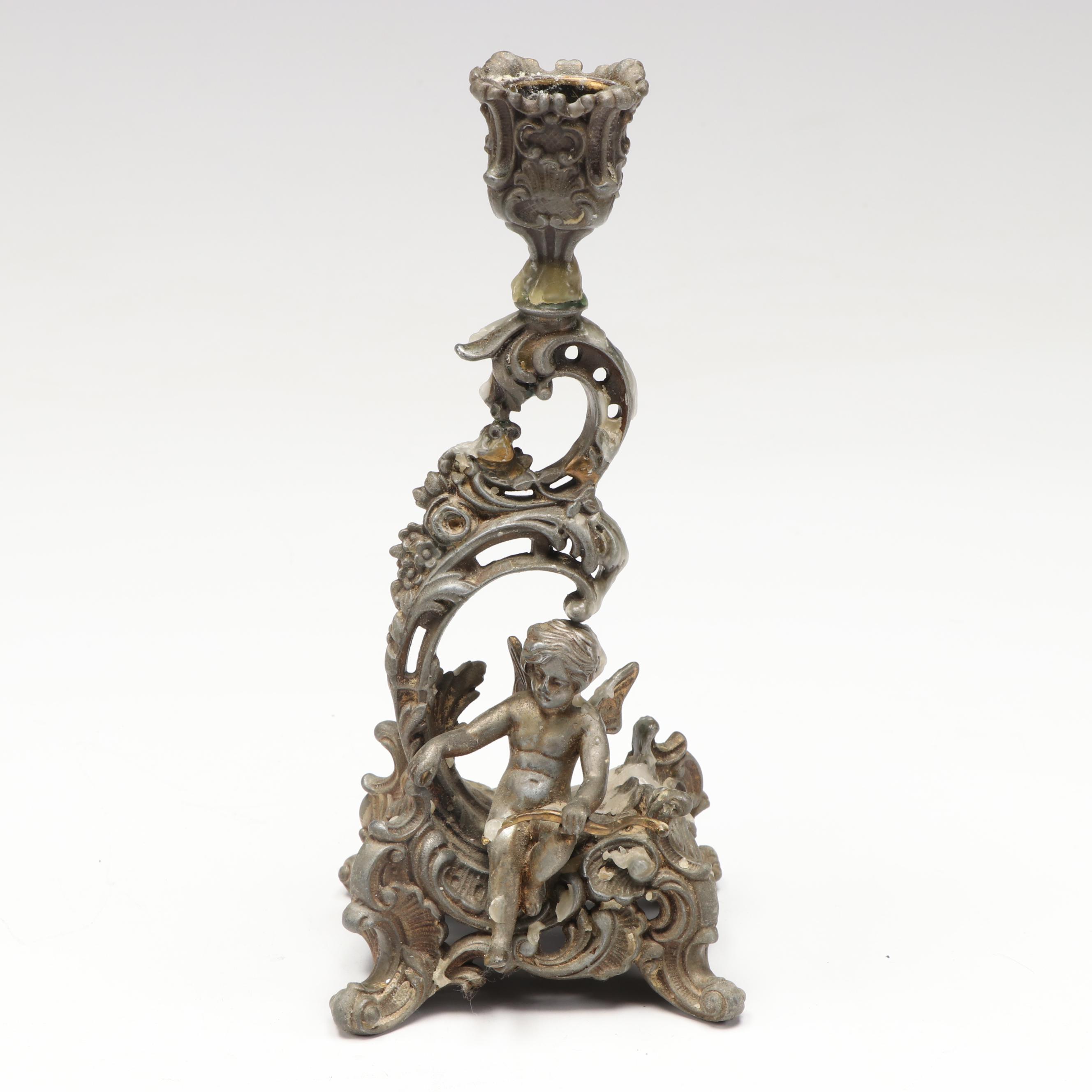 Provencal Style Cast Iron Candelabrum with Puss in Boots Sculpture, Other Décor