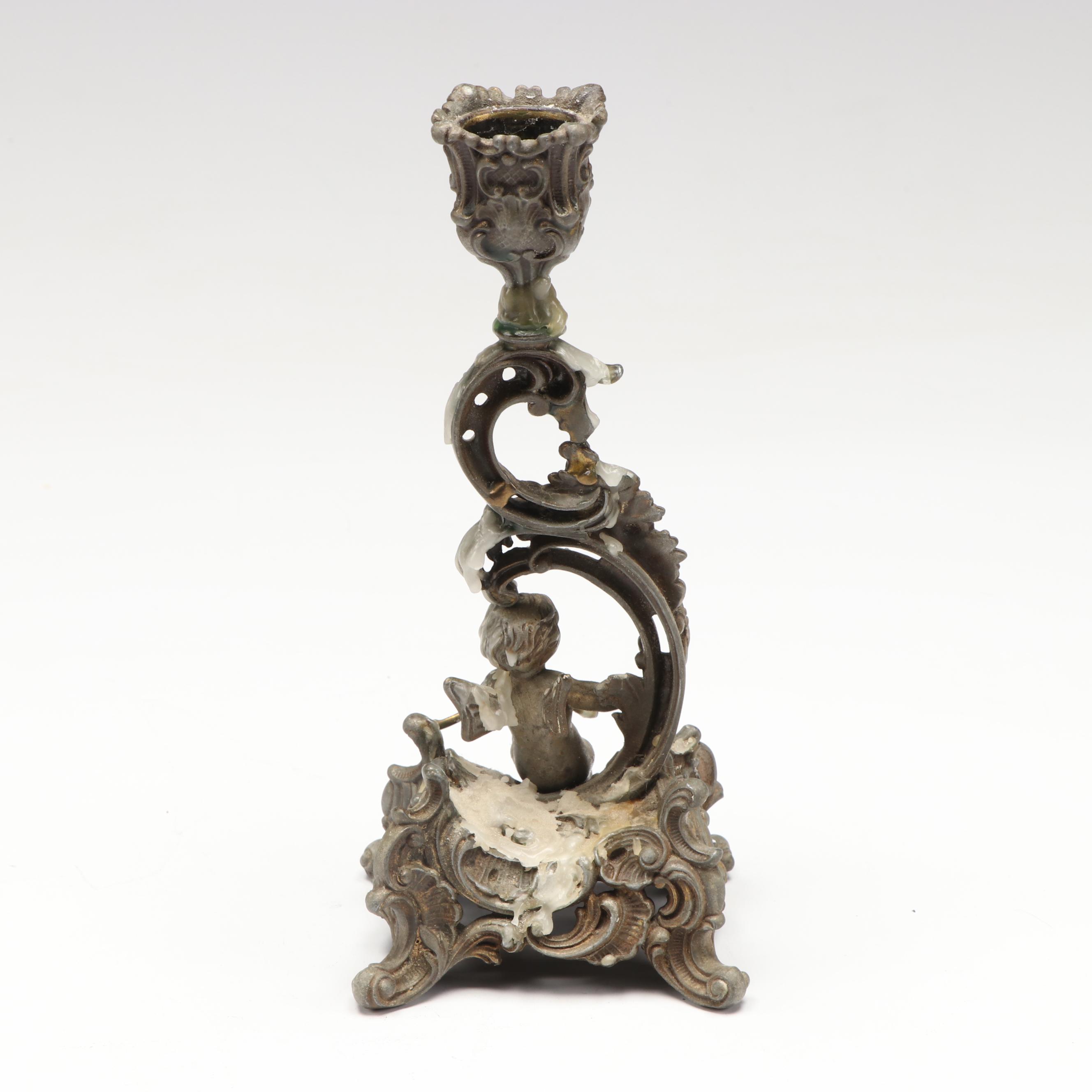 Provencal Style Cast Iron Candelabrum with Puss in Boots Sculpture, Other Décor