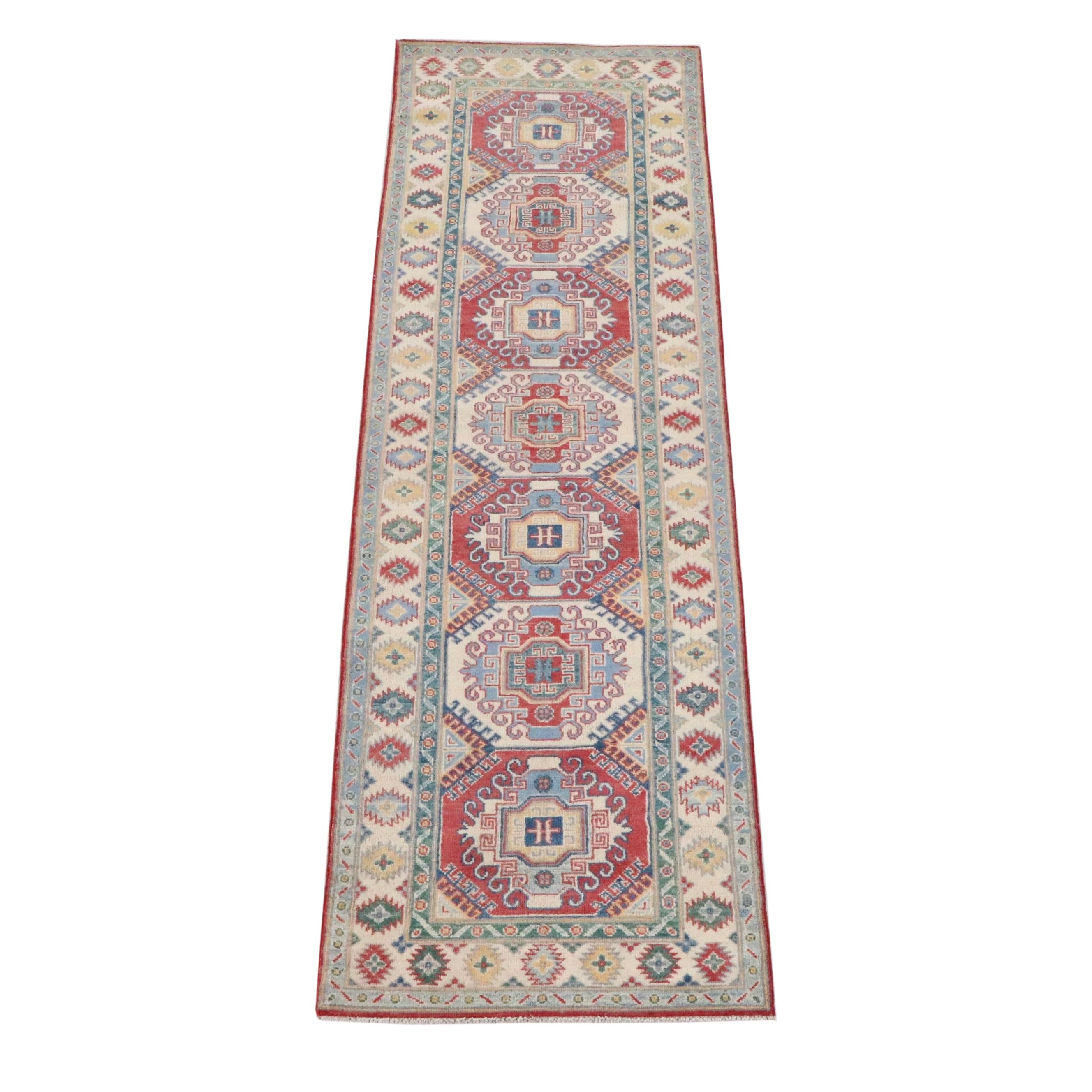 2'9 x 9'9 Hand-Knotted Afghan Kazak Carpet Runner