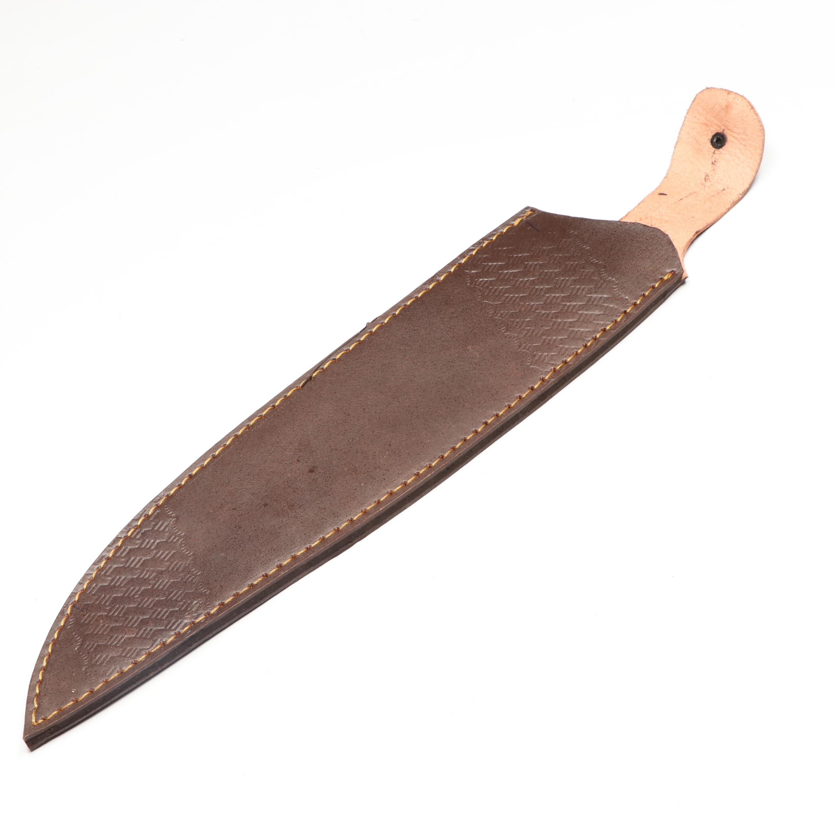 Steel Fixed Blade Resin Handled Knife with Leather Scabbard