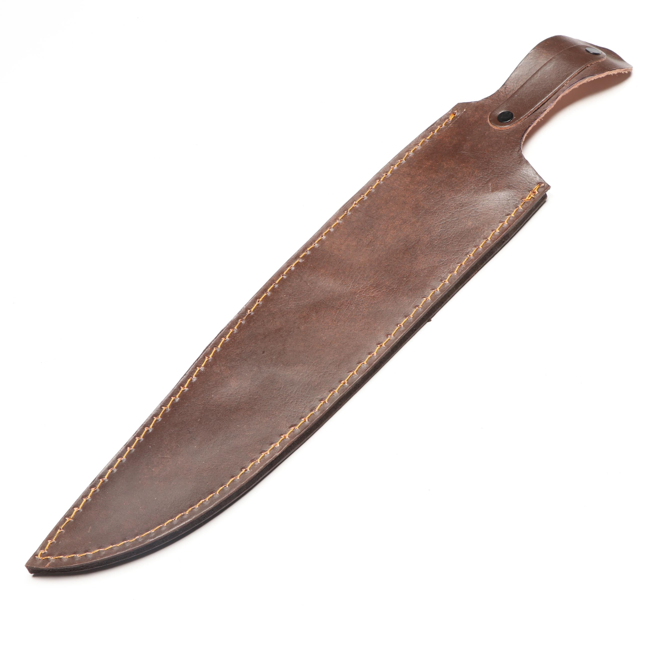 Steel Fixed Blade Resin Handled Knife with Leather Scabbard