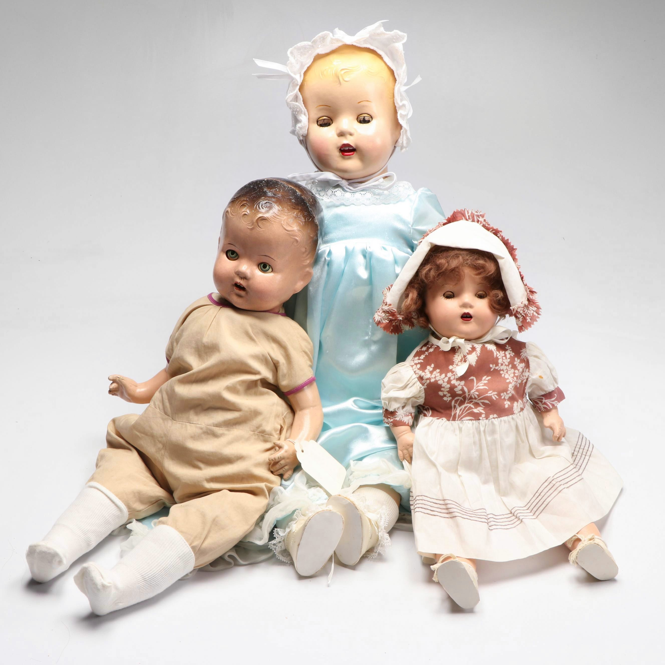 Composite Sleepy-Eyed Dolls with Handmade Clothing
