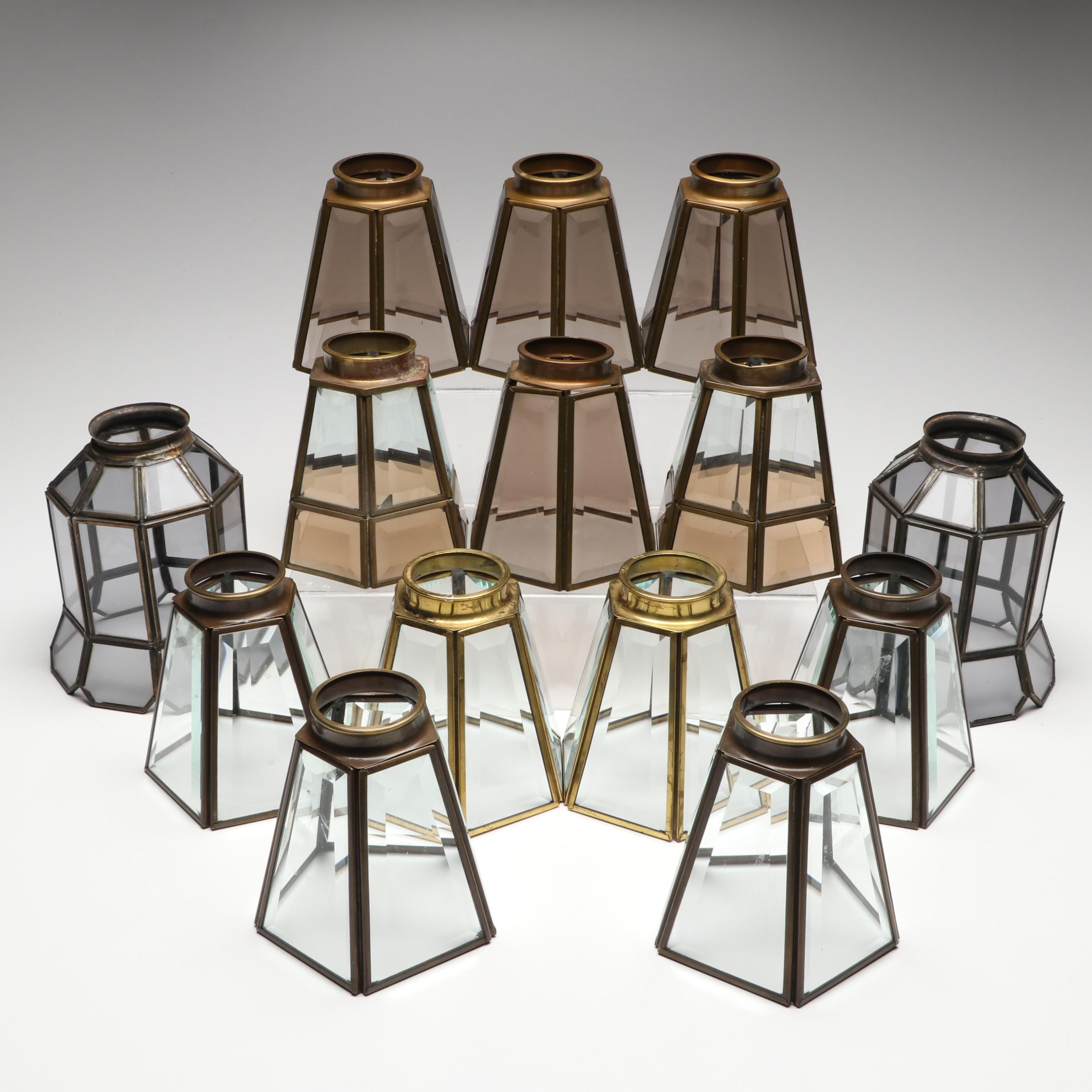 Brass Finish Other Paneled Antique Style Glass Light Shades