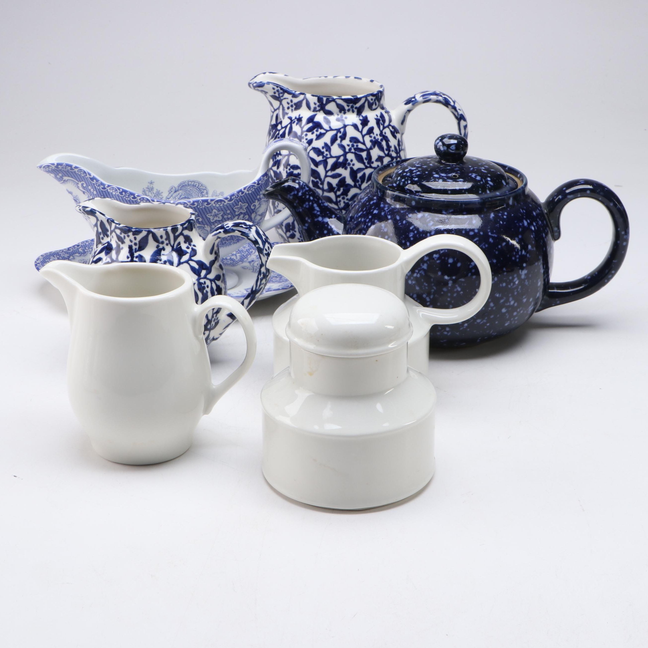 Spode "Festival" Gravy Boat with Otagiri Teapot and Other English Tableware