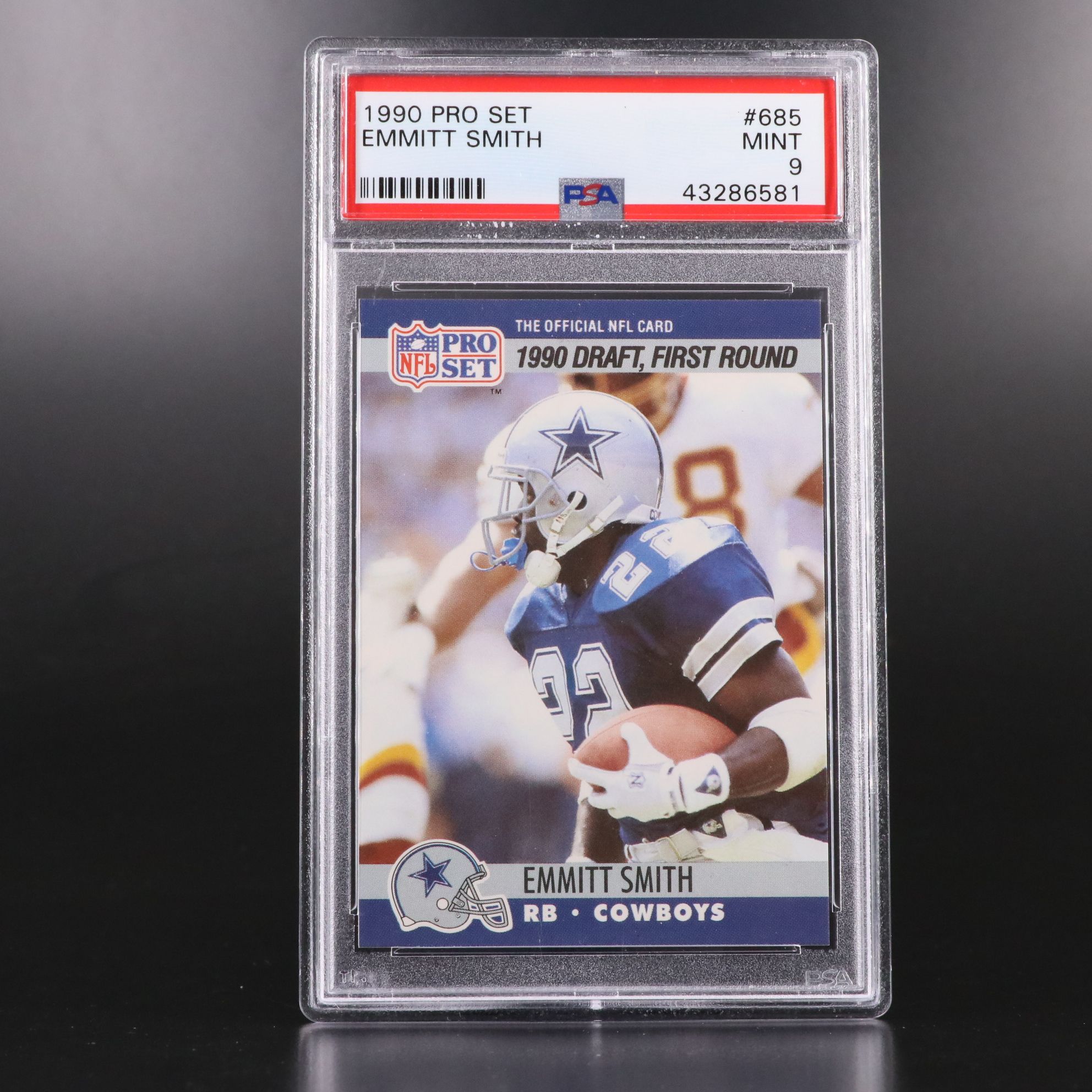 Barry Sanders and Emmitt Smith Pro Set Rookie Football Cards Graded PSA 9