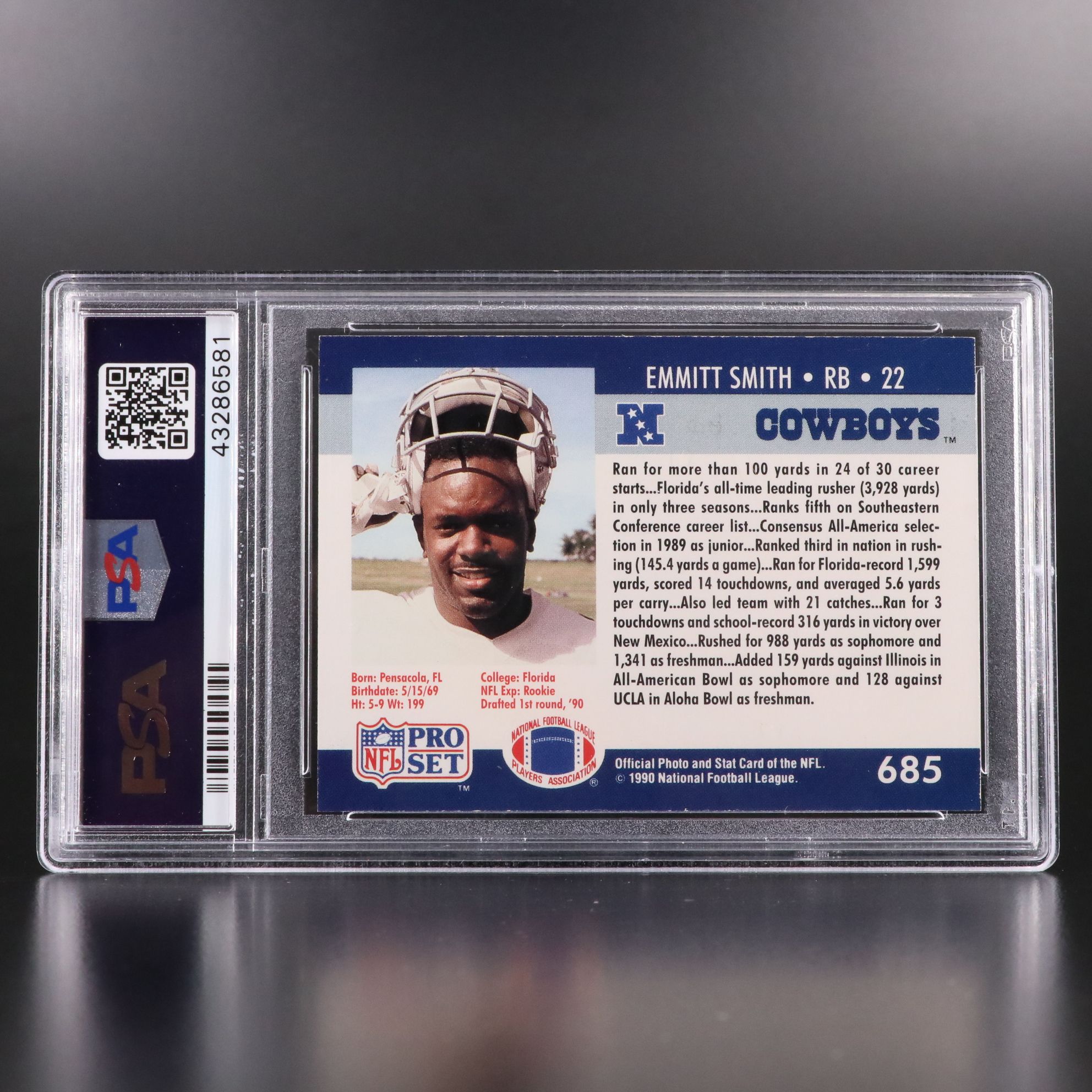 Barry Sanders and Emmitt Smith Pro Set Rookie Football Cards Graded PSA 9