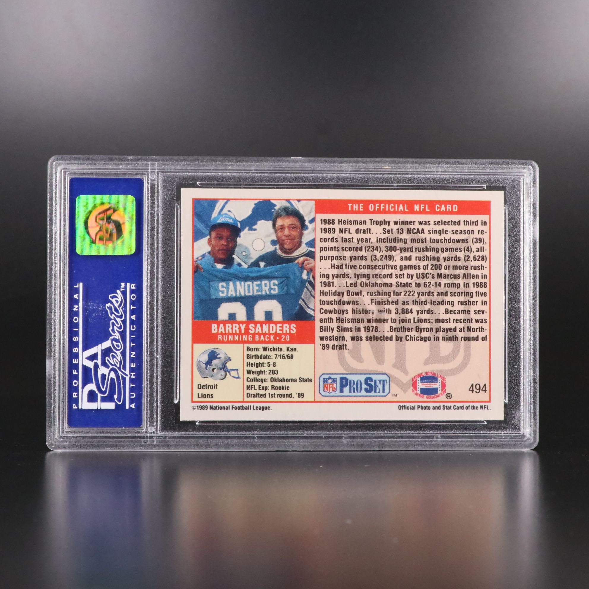 Barry Sanders and Emmitt Smith Pro Set Rookie Football Cards Graded PSA 9