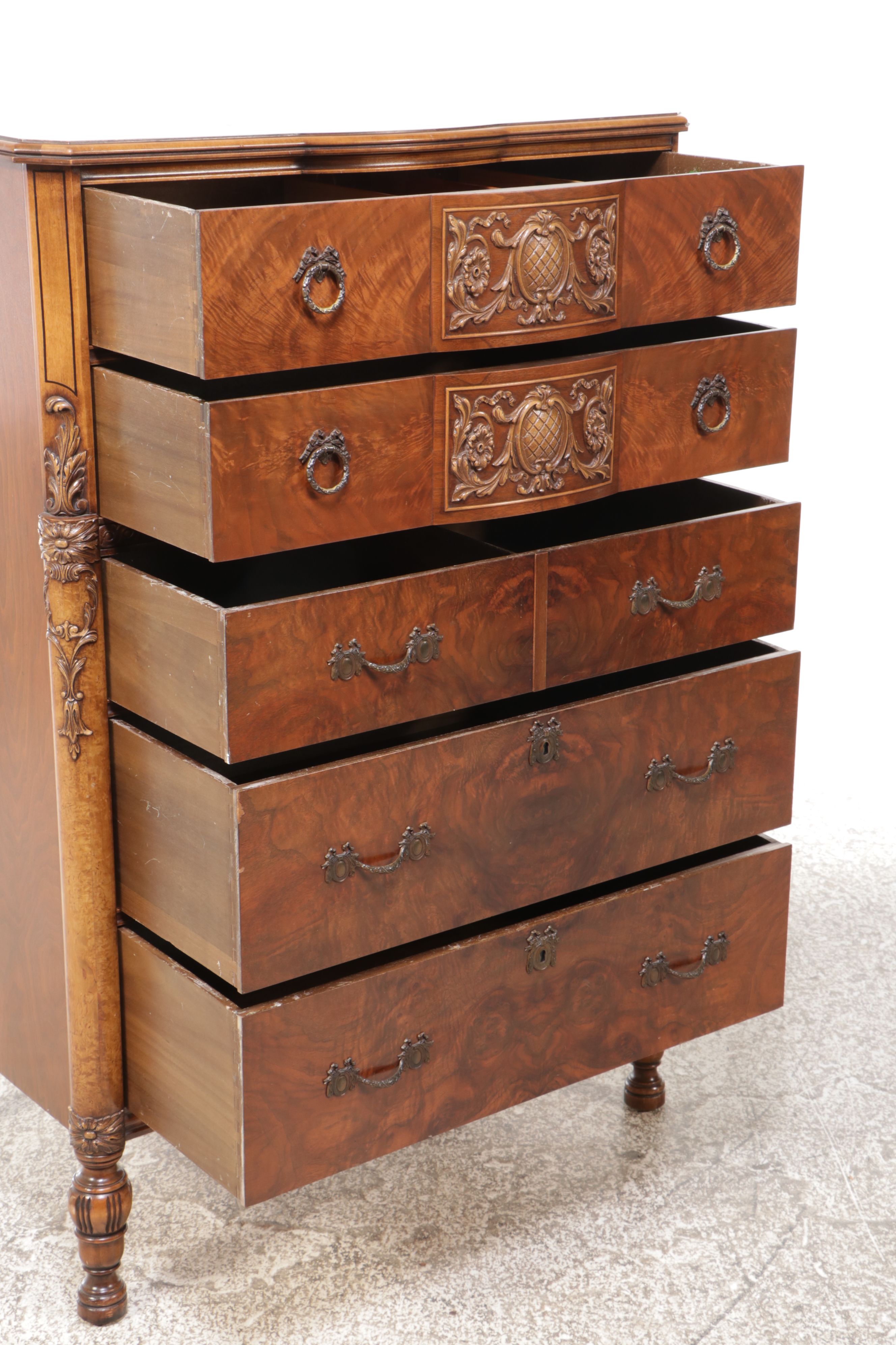 Romweber Industries Burl Wood Chest of Drawers