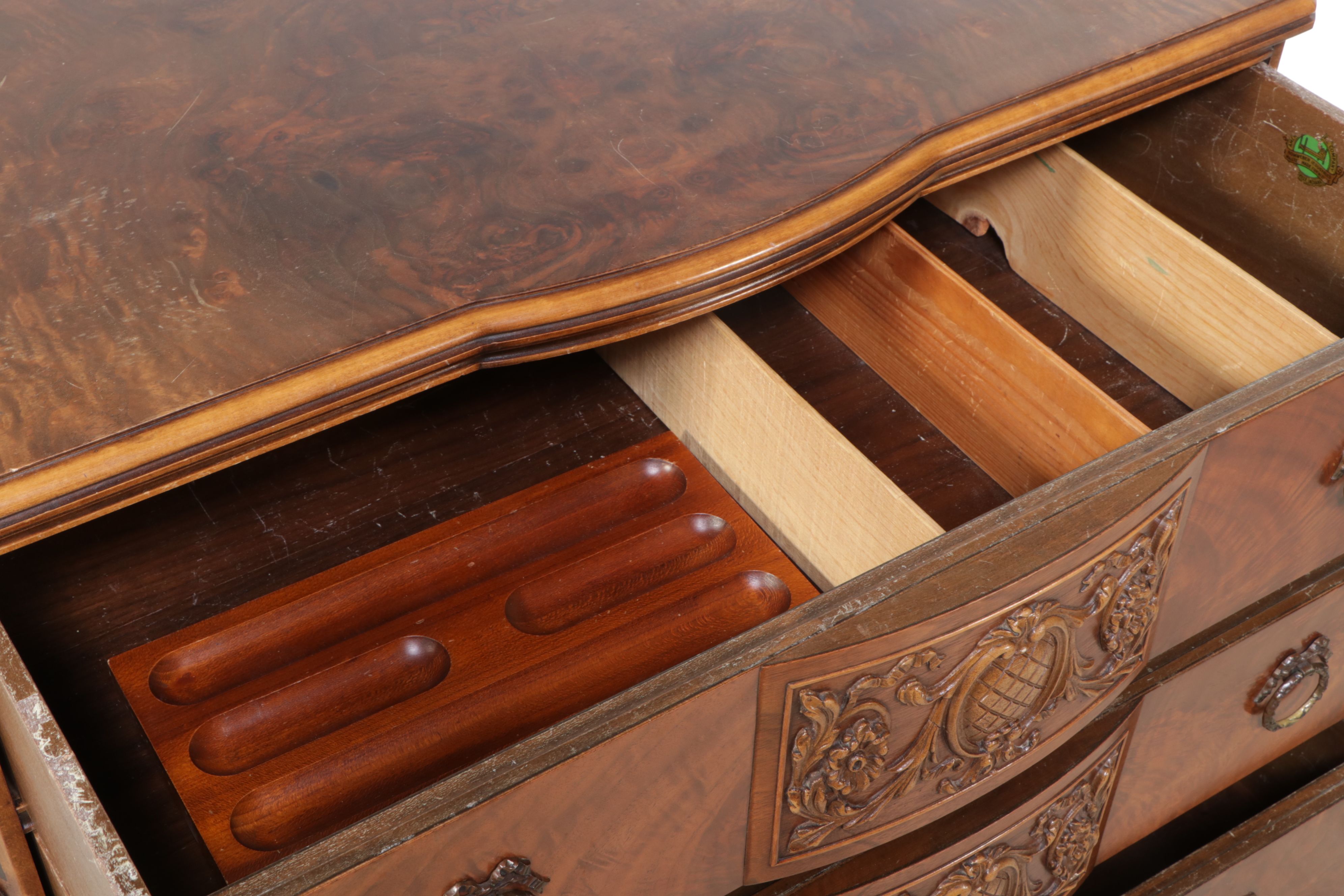 Romweber Industries Burl Wood Chest of Drawers