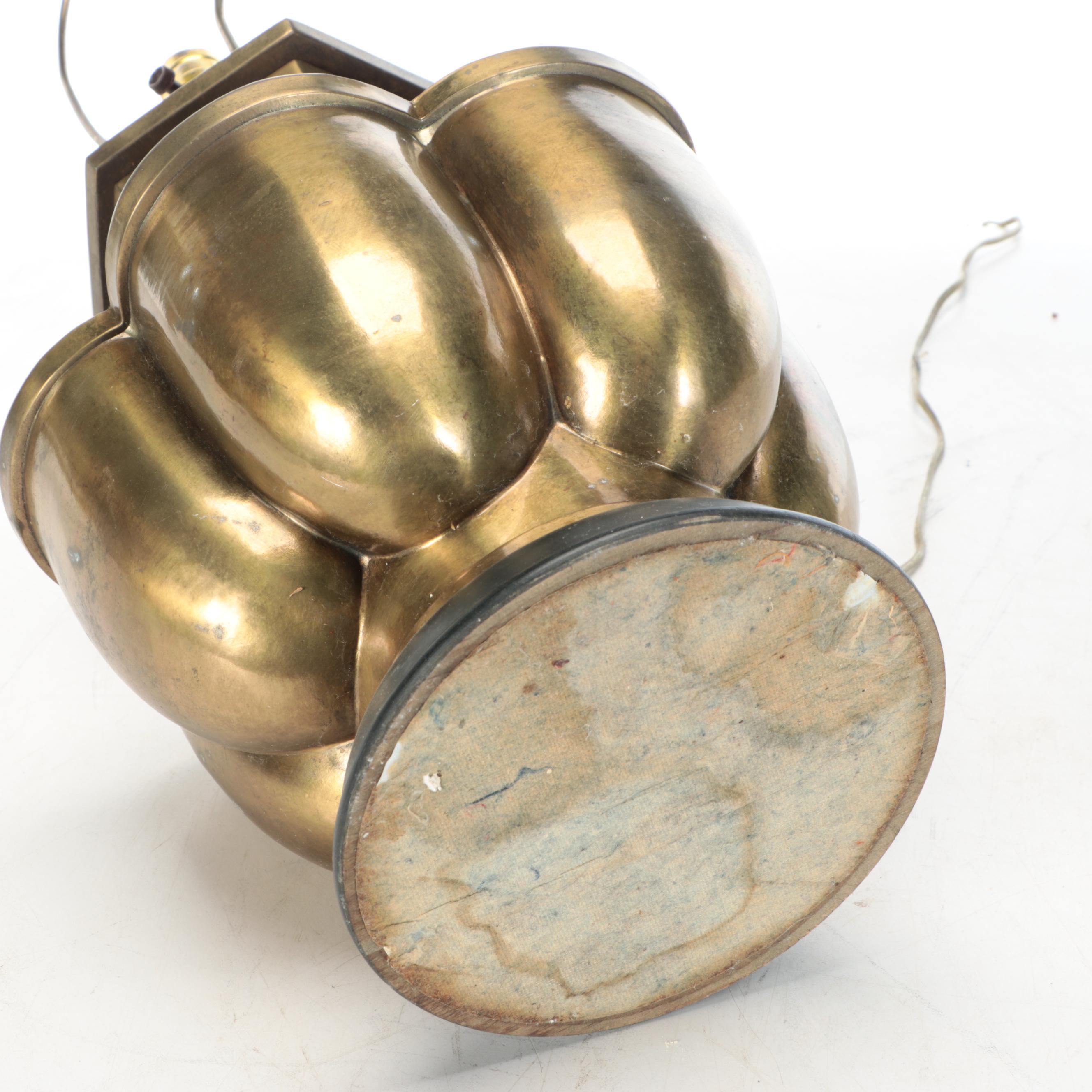 Chinese Brass Lobed Ginger Jar Table Lamp, Mid to Late 20th Century