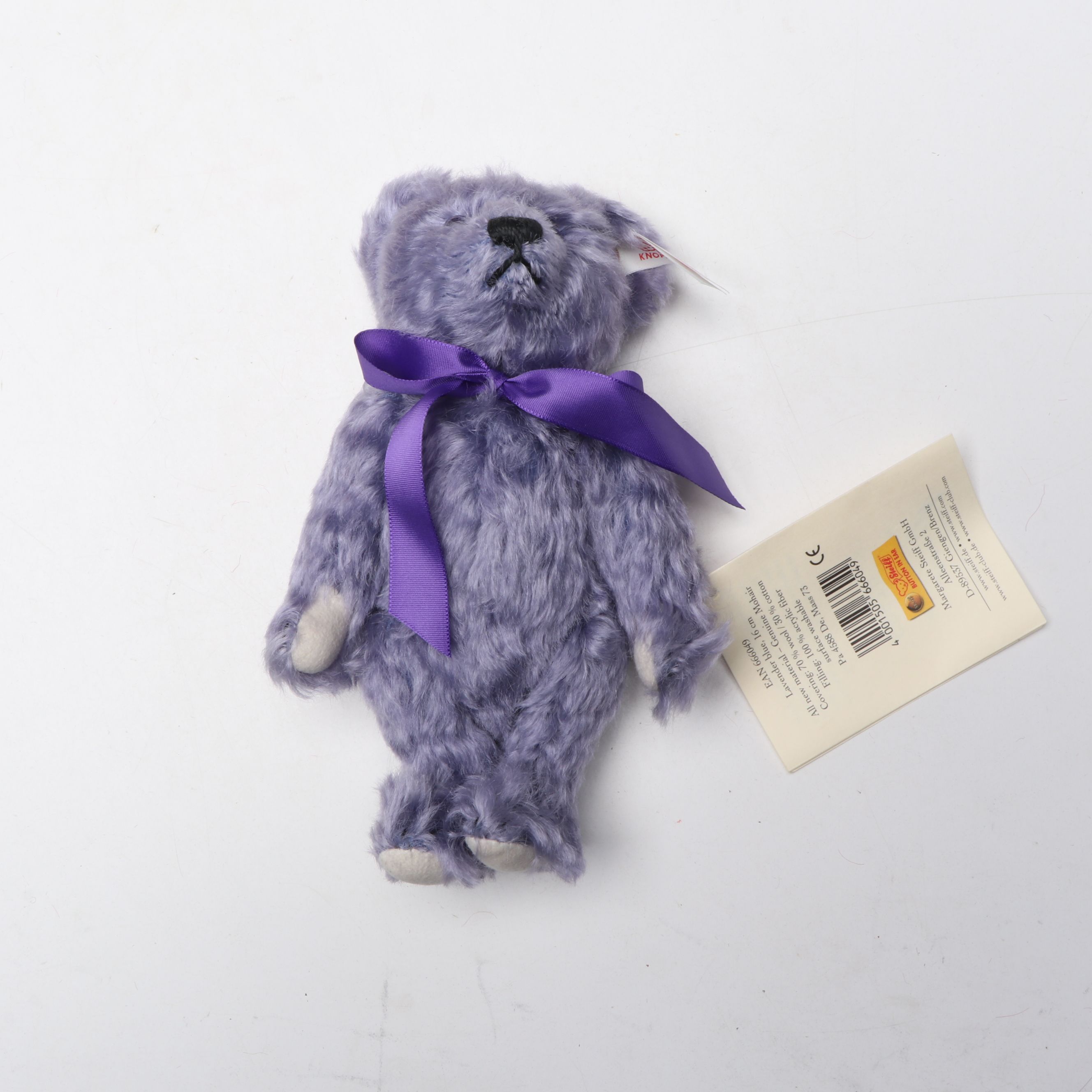 Steiff "Lavender Blue" Mohair Bear with Club Miniatures and Porcelain Figurines