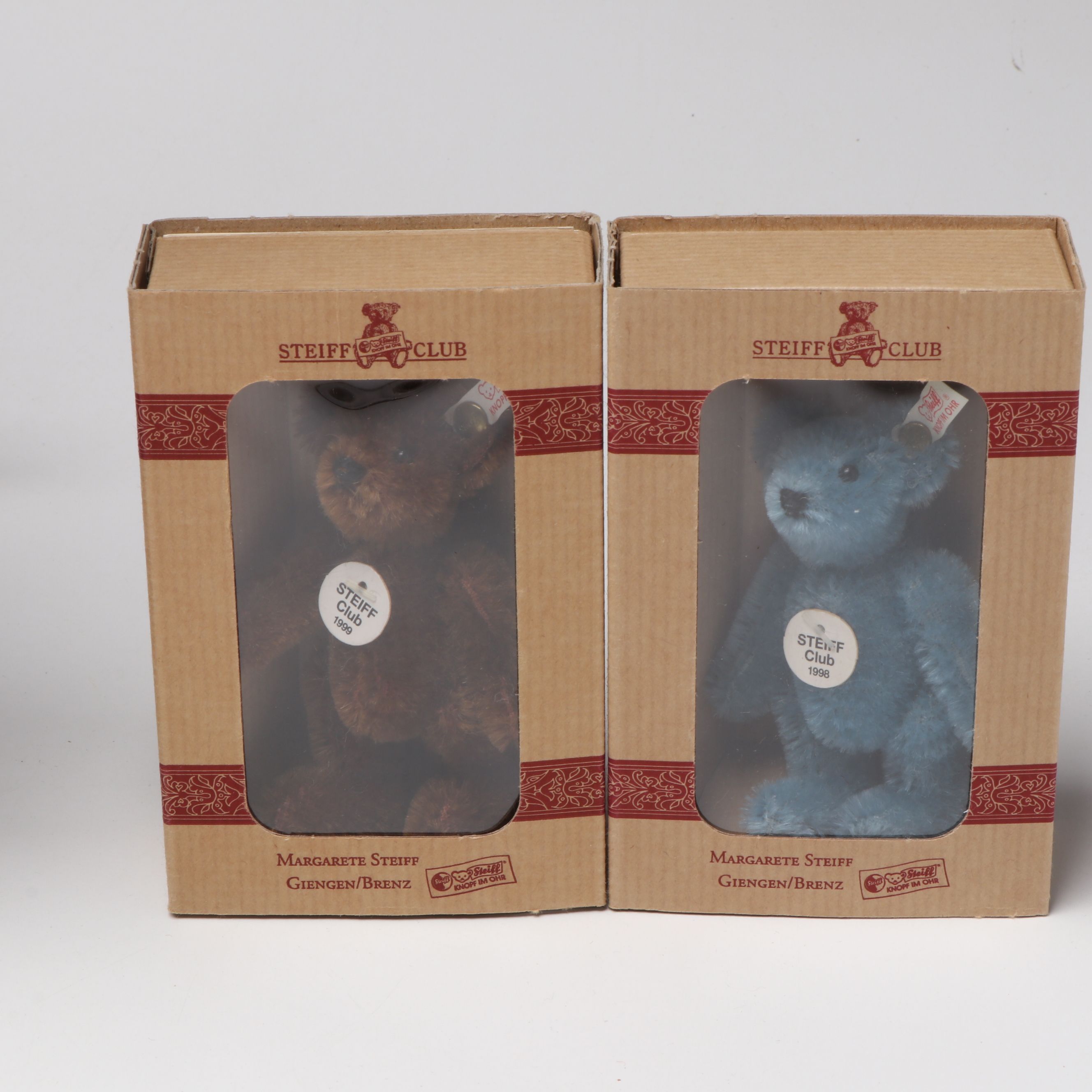 Steiff "Lavender Blue" Mohair Bear with Club Miniatures and Porcelain Figurines