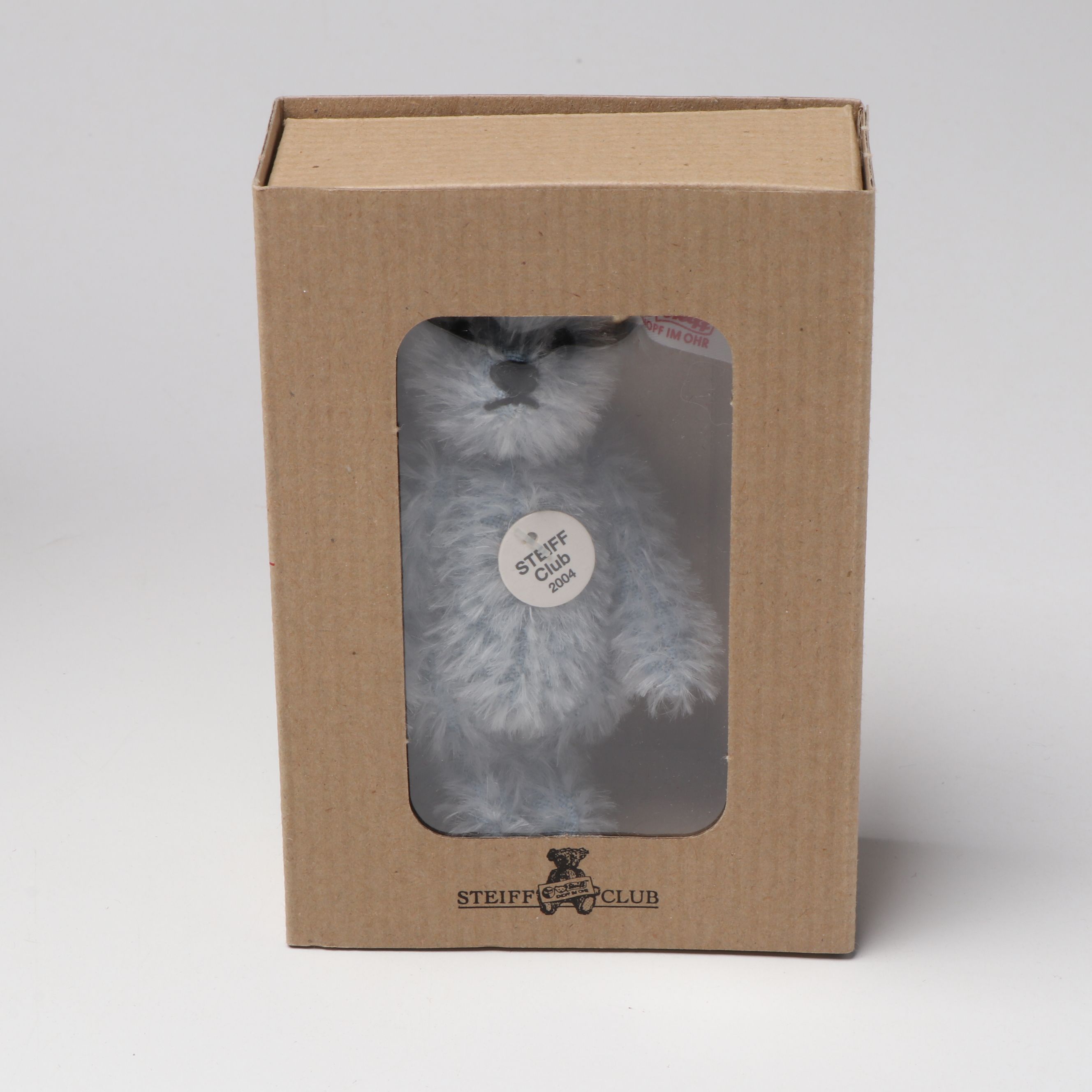 Steiff "Lavender Blue" Mohair Bear with Club Miniatures and Porcelain Figurines