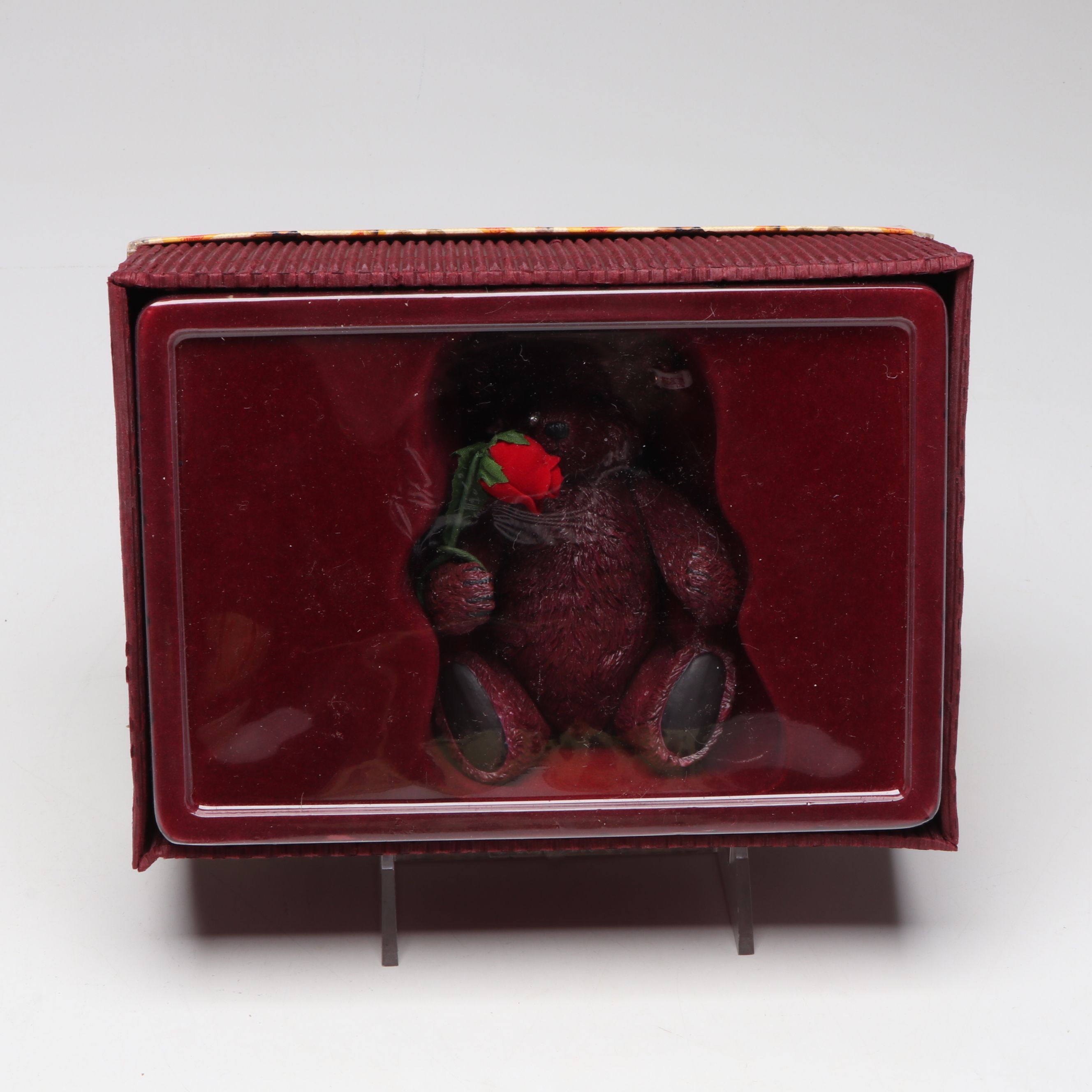 Steiff "Lavender Blue" Mohair Bear with Club Miniatures and Porcelain Figurines