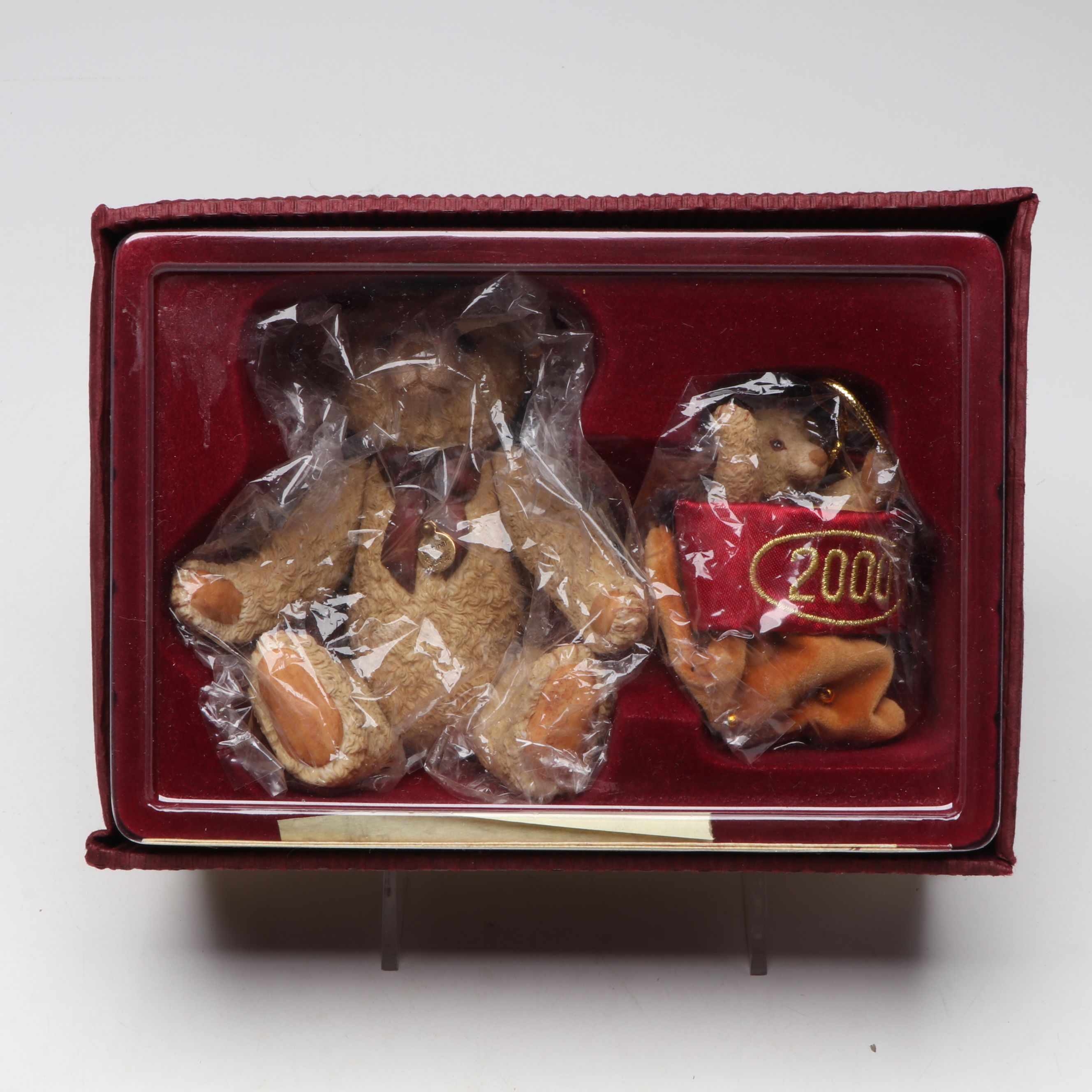 Steiff "Lavender Blue" Mohair Bear with Club Miniatures and Porcelain Figurines