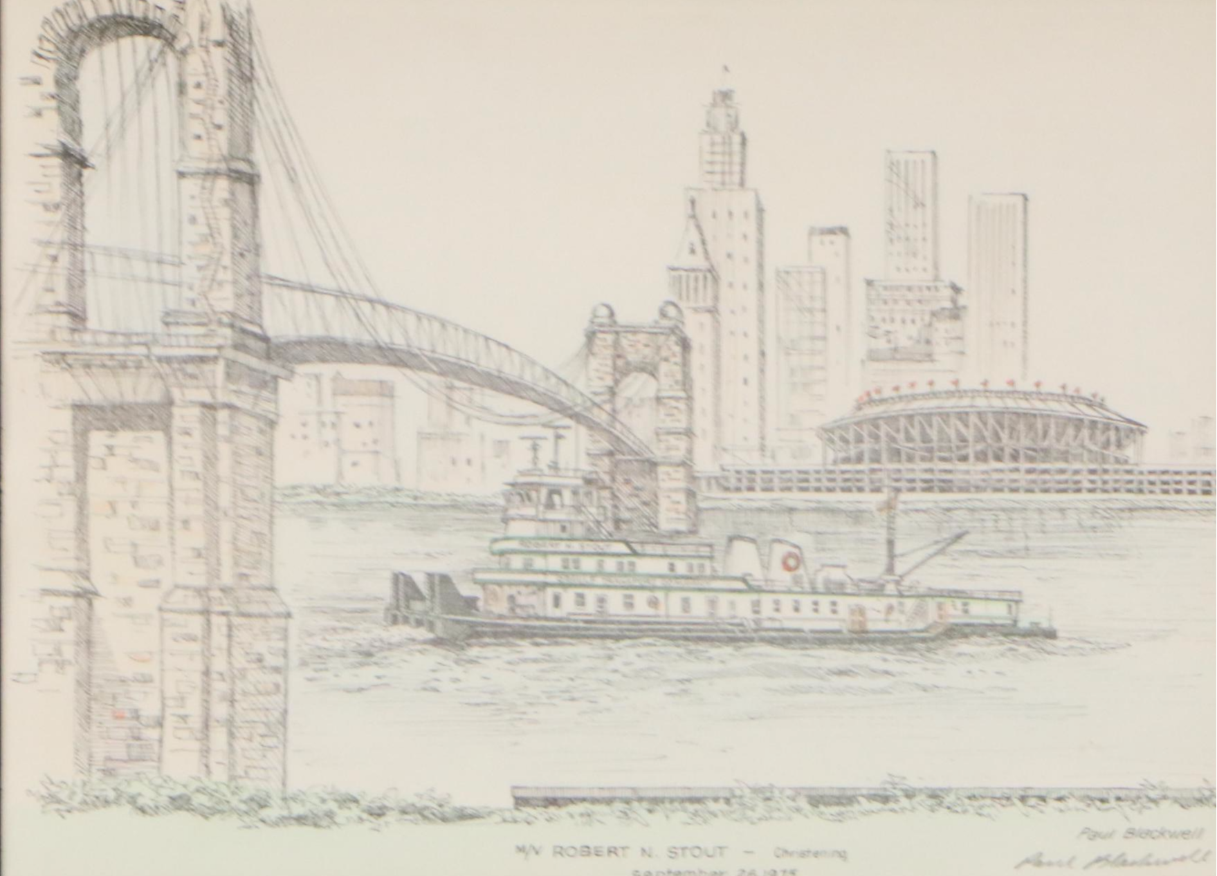 Cincinnati Cityscape Lithographs After Geneva South and Other Lithograph