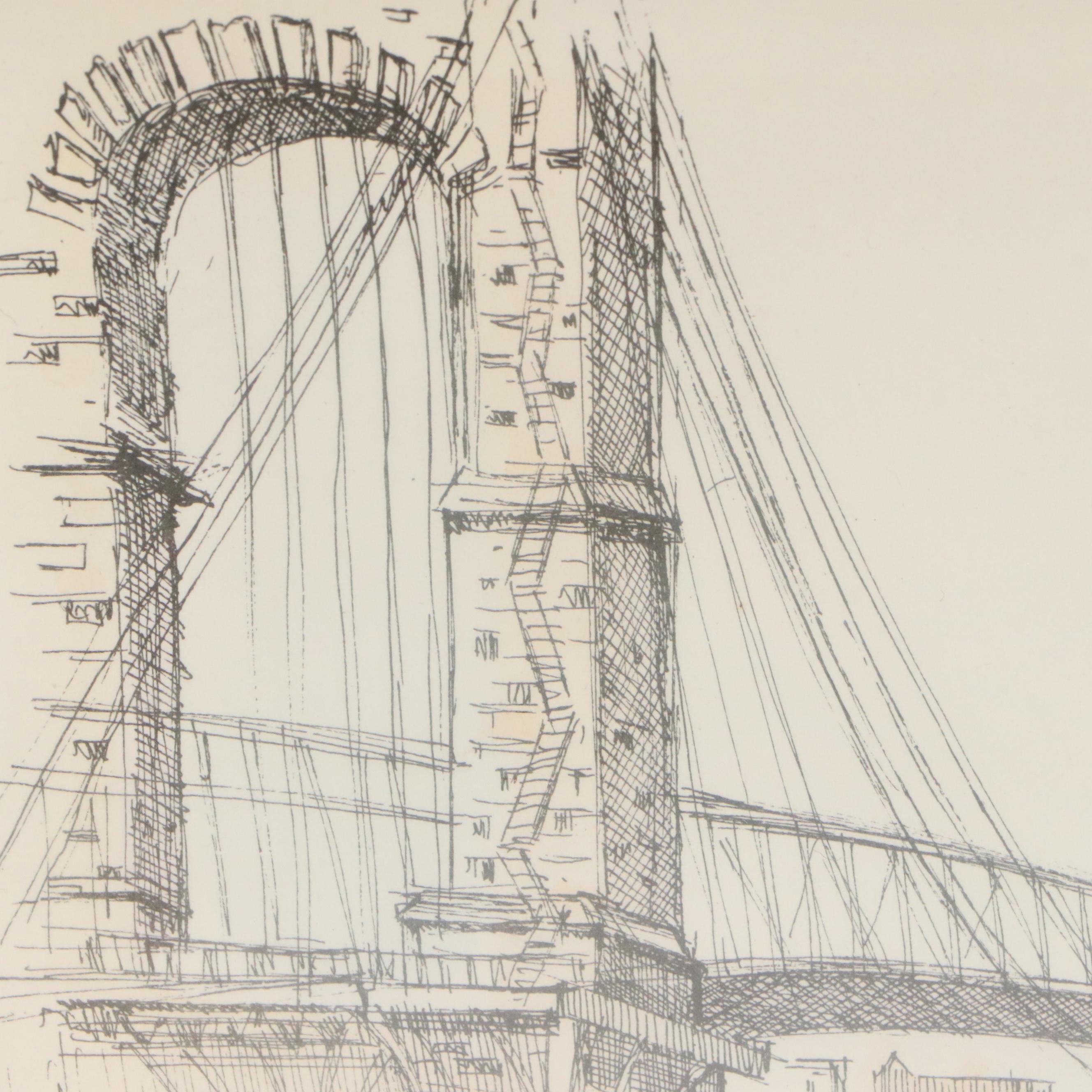 Cincinnati Cityscape Lithographs After Geneva South and Other Lithograph