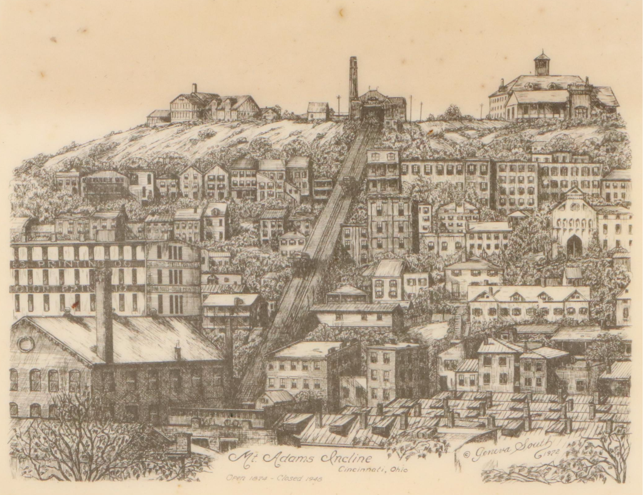 Cincinnati Cityscape Lithographs After Geneva South and Other Lithograph