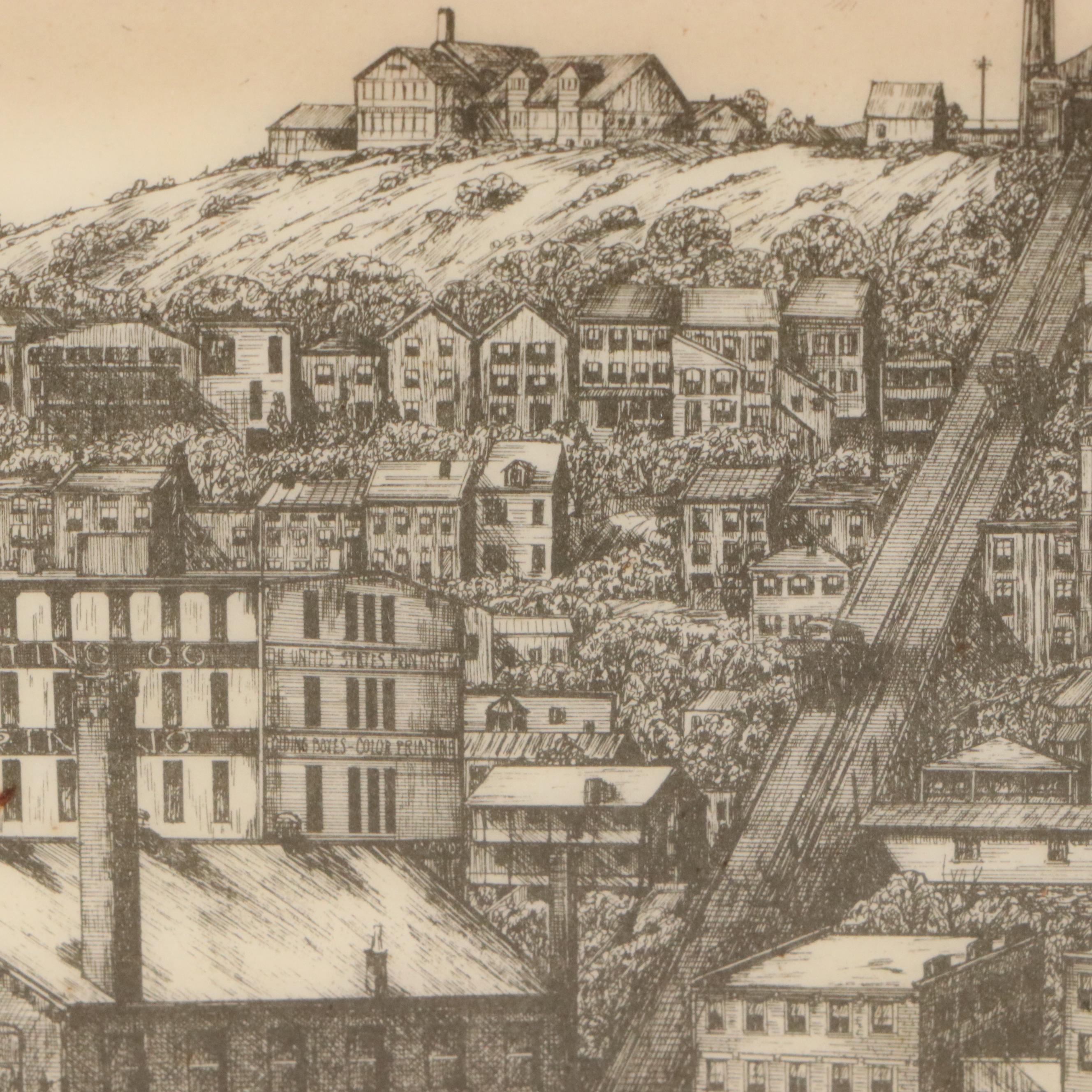 Cincinnati Cityscape Lithographs After Geneva South and Other Lithograph