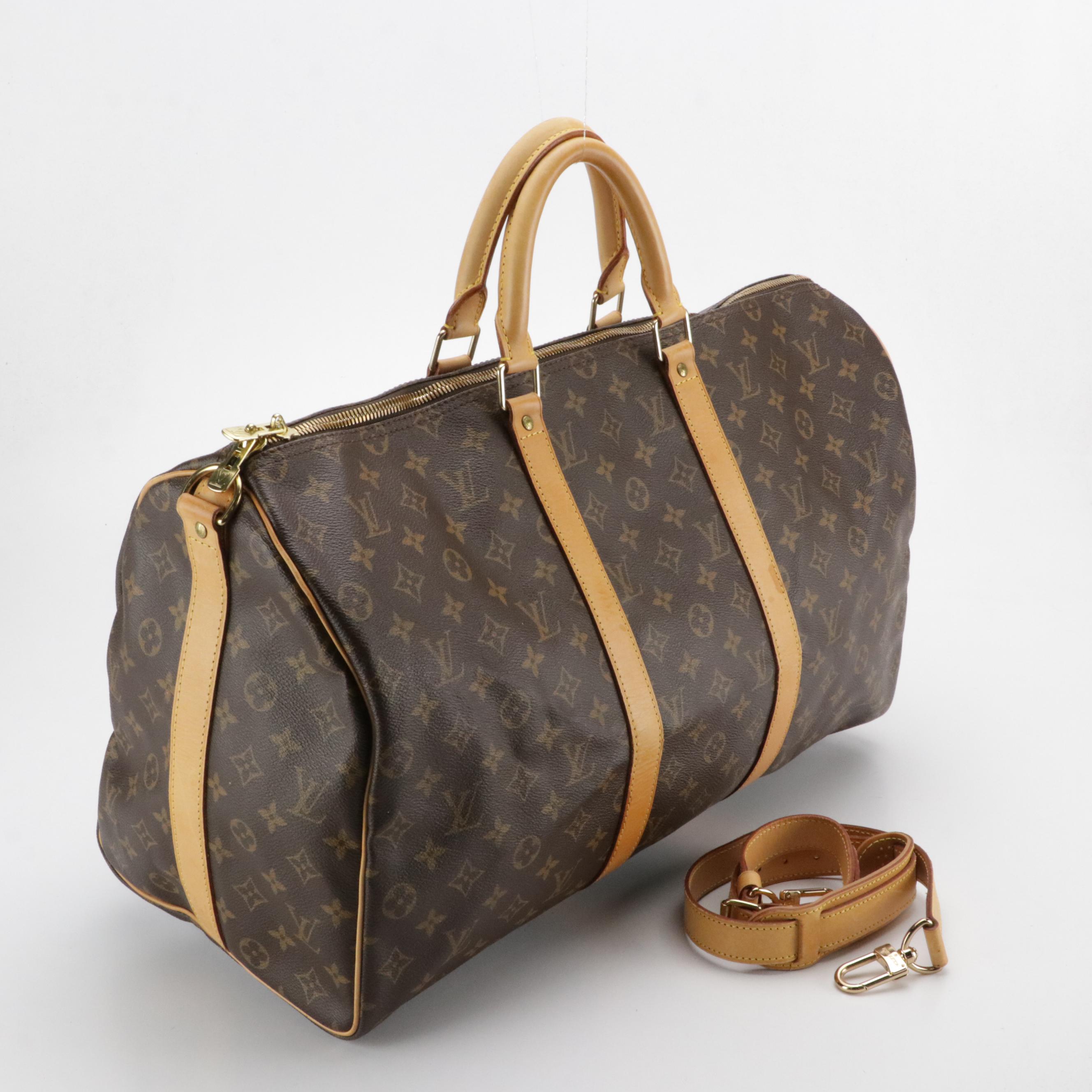 Louis Vuitton Keepall 50 Duffel Bag in Brown Monogram Coated Canvas