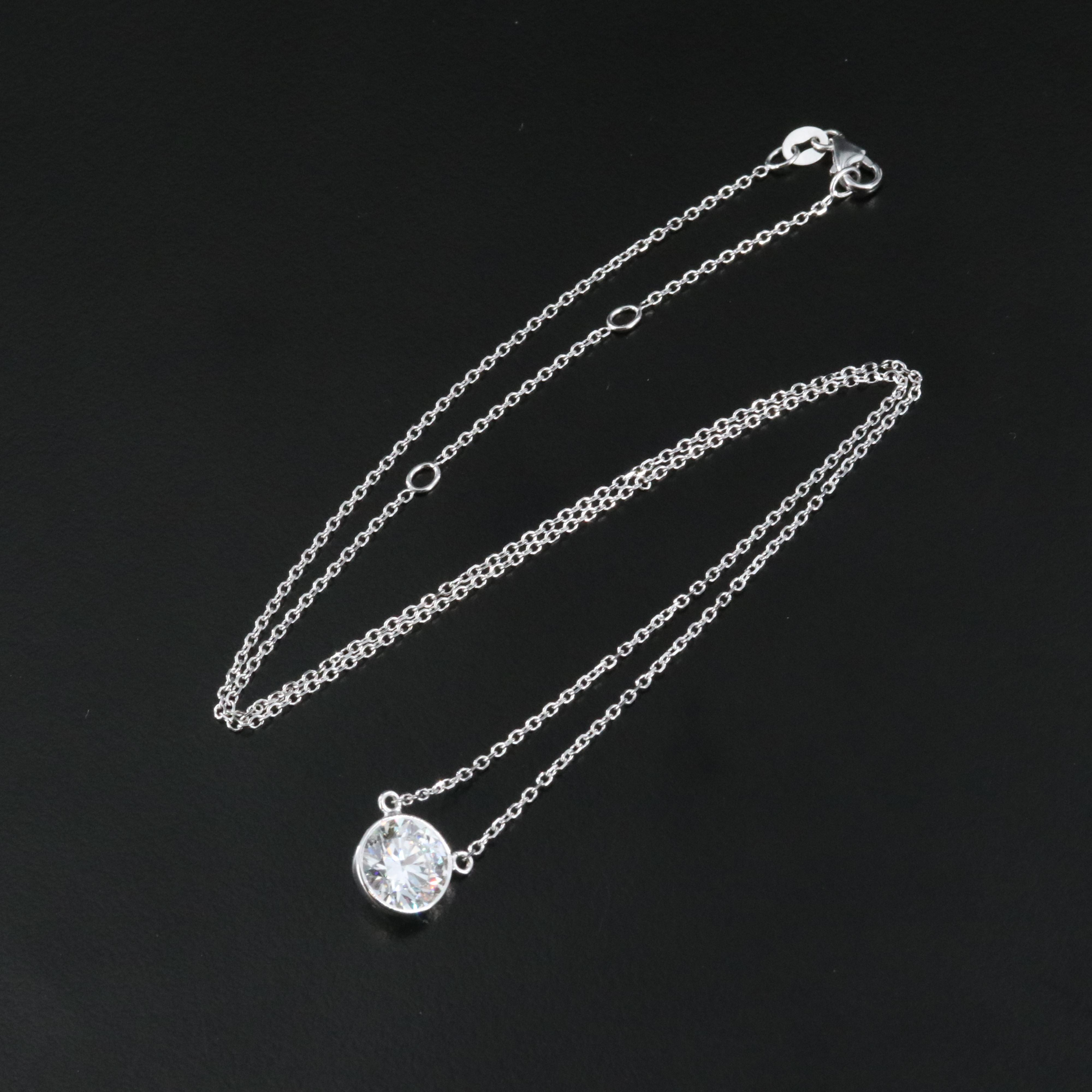 14K 2.07 CT Lab Grown Diamond Solitaire Necklace with IGI Report