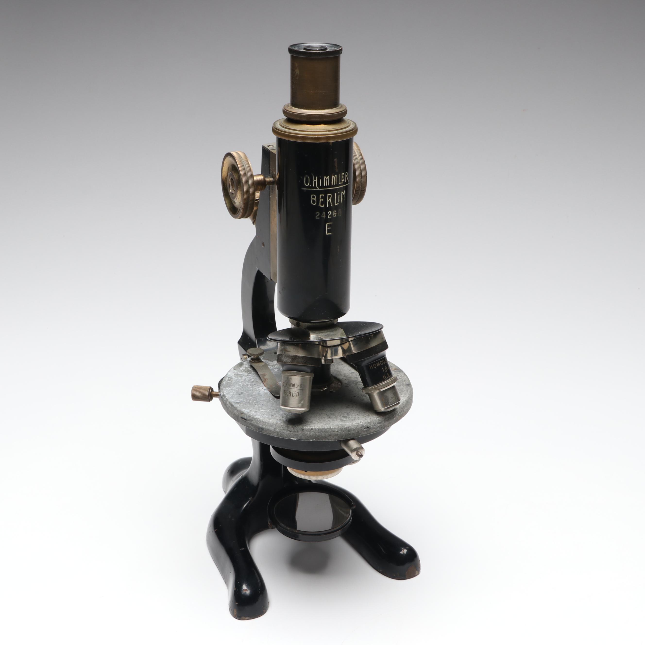 Otto Himmler German Cast Iron Compound Microscope, Early 20th Century
