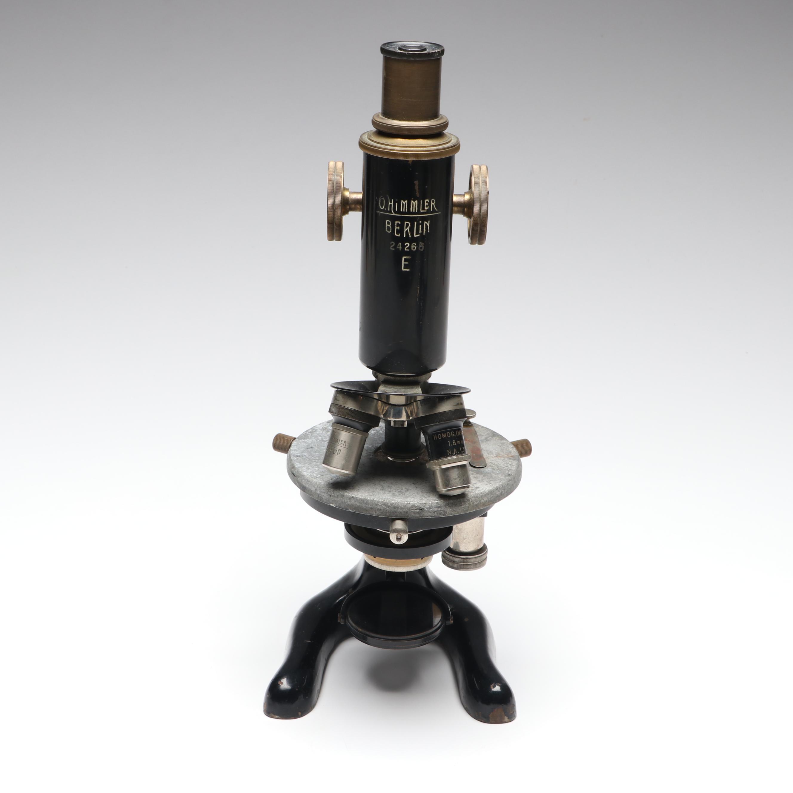 Otto Himmler German Cast Iron Compound Microscope, Early 20th Century